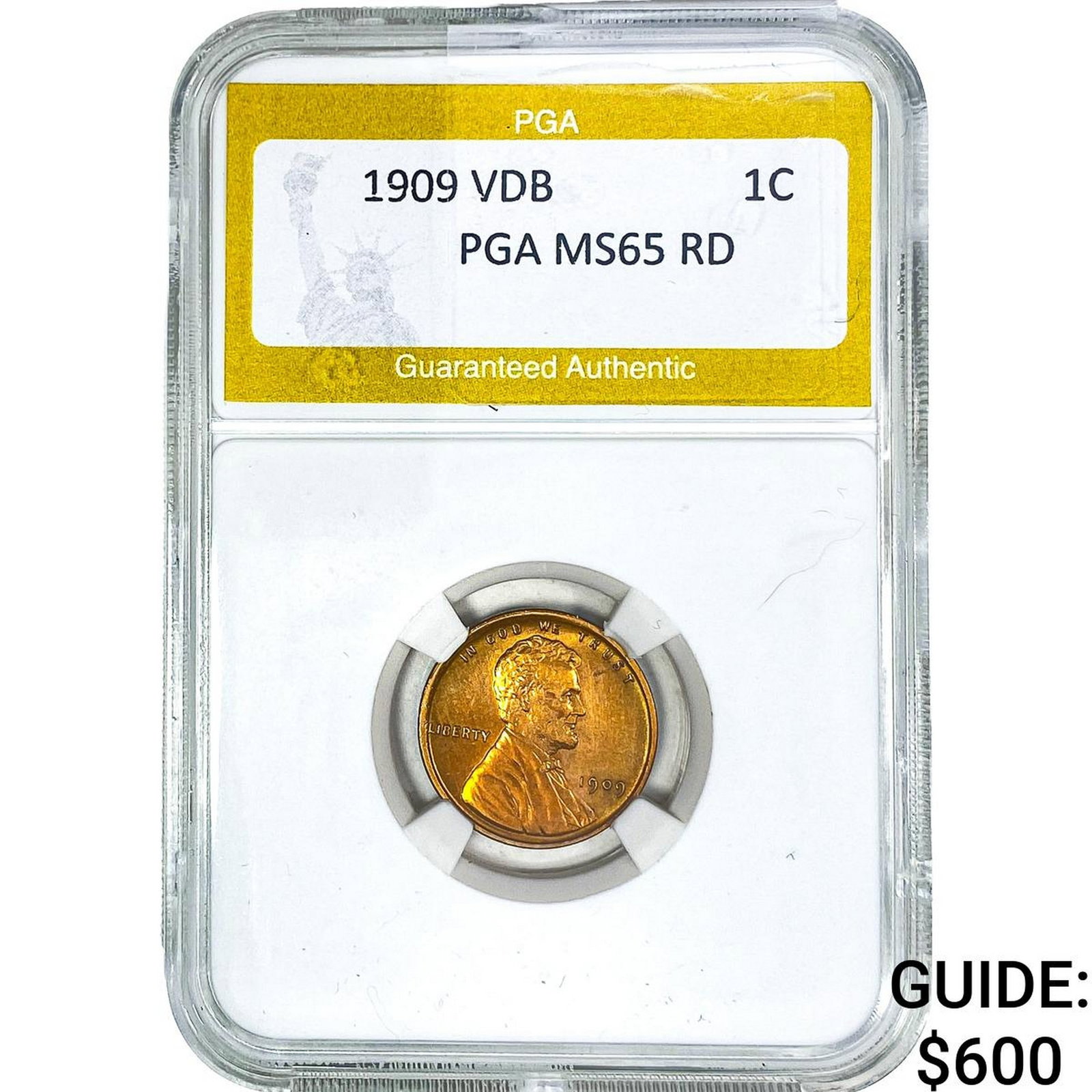 1909 VDB Wheat Cent PGA MS65 RD: 1909 VDB Wheat Cent PGA MS65 RD