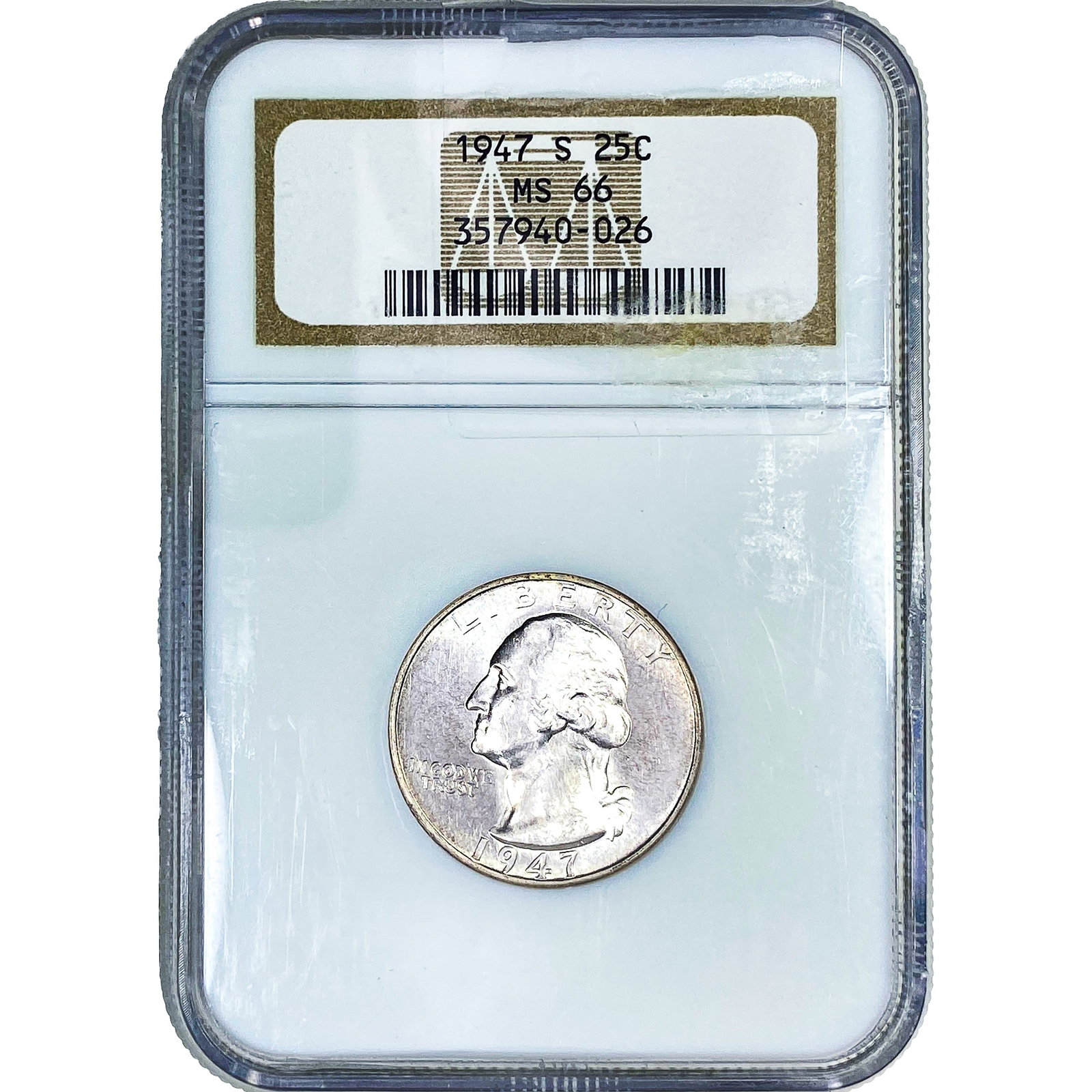 1947-S Washington Silver Quarter NGC MS66: 1947-S Washington Silver Quarter NGC MS66