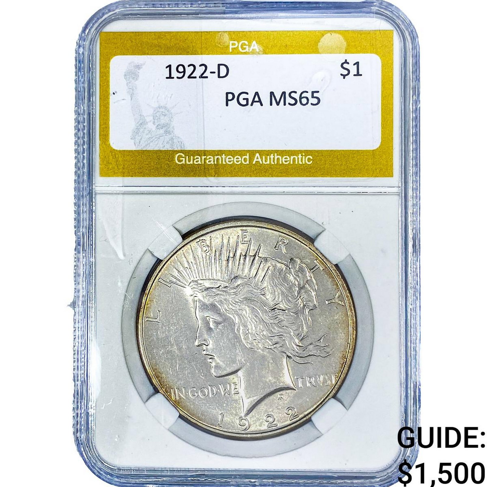 1922-D Morgan Silver Dollar PGA MS65: 1922-D Morgan Silver Dollar PGA MS65