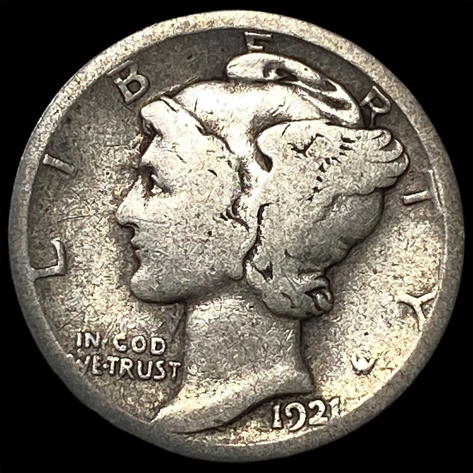 1921-D Silver Mercury Dime LIGHTLY CIRCULATED: 1921-D Silver Mercury Dime LIGHTLY CIRCULATED