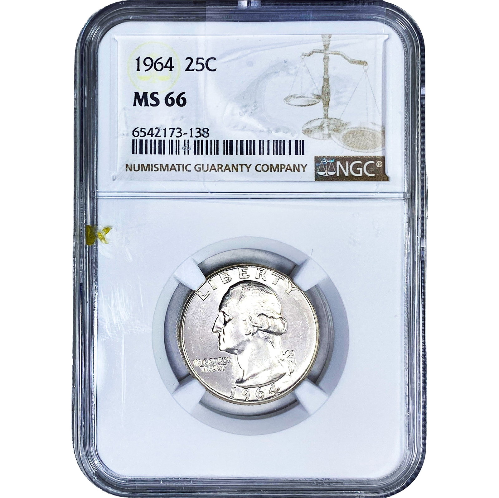 1964 Washington Silver Quarter NGC MS66: 1964 Washington Silver Quarter NGC MS66