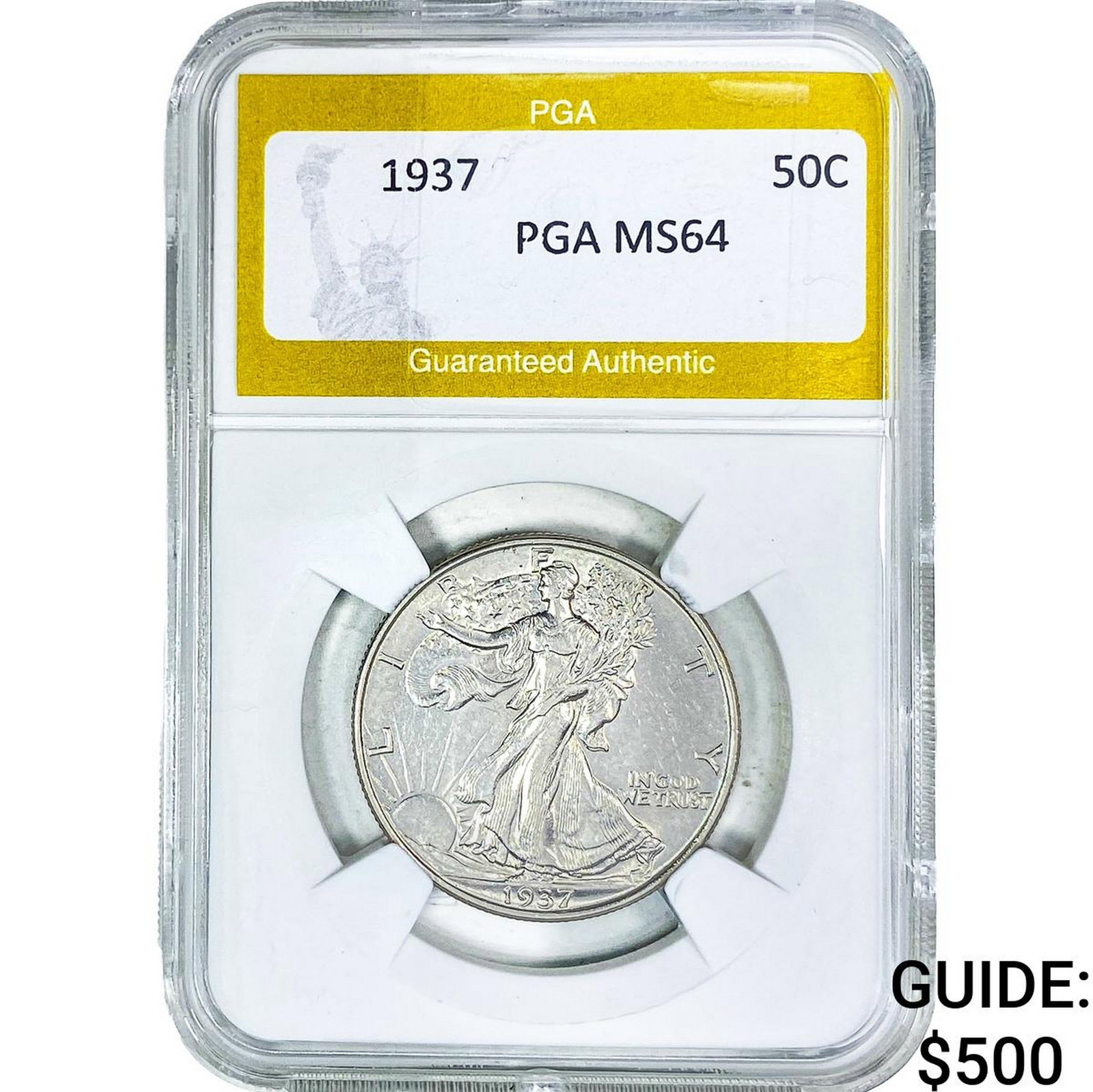 1937 Walking Liberty Half Dollar PGA MS64: 1937 Walking Liberty Half Dollar PGA MS64