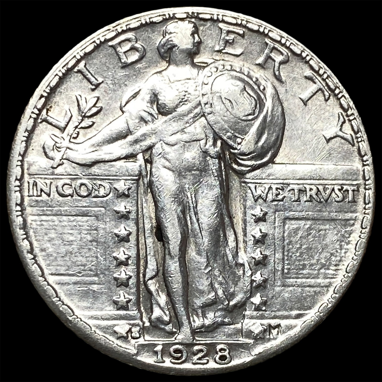 1928-S Silver Standing Liberty Quarter CHOICE AU: 1928-S Silver Standing Liberty Quarter CHOICE AU