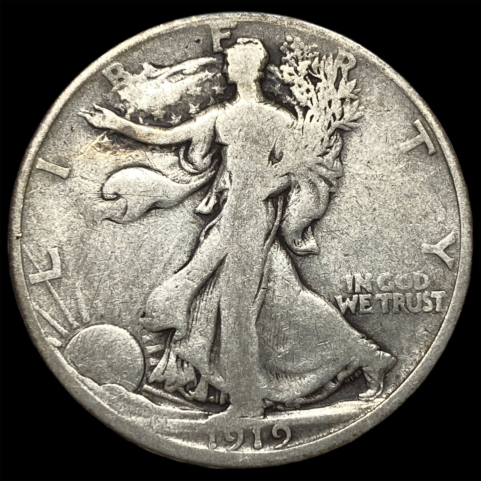 1919-D Silver Walking Liberty Half Dollar NICELY CIRCULATED: 1919-D Silver Walking Liberty Half Dollar NICELY CIRCULATED