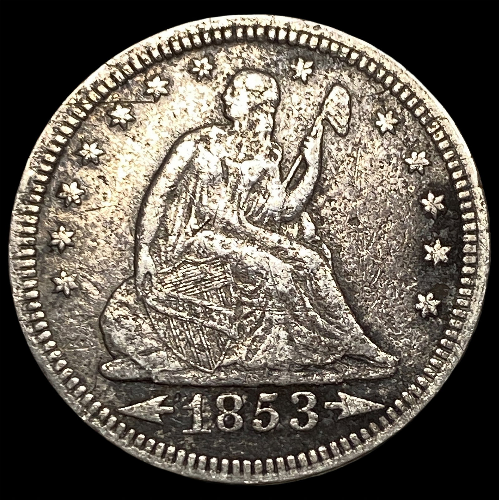1853 Arrows Seated Liberty Quarter NEARLY UNCIRCULATED: 1853 Arrows Seated Liberty Quarter NEARLY UNCIRCULATED