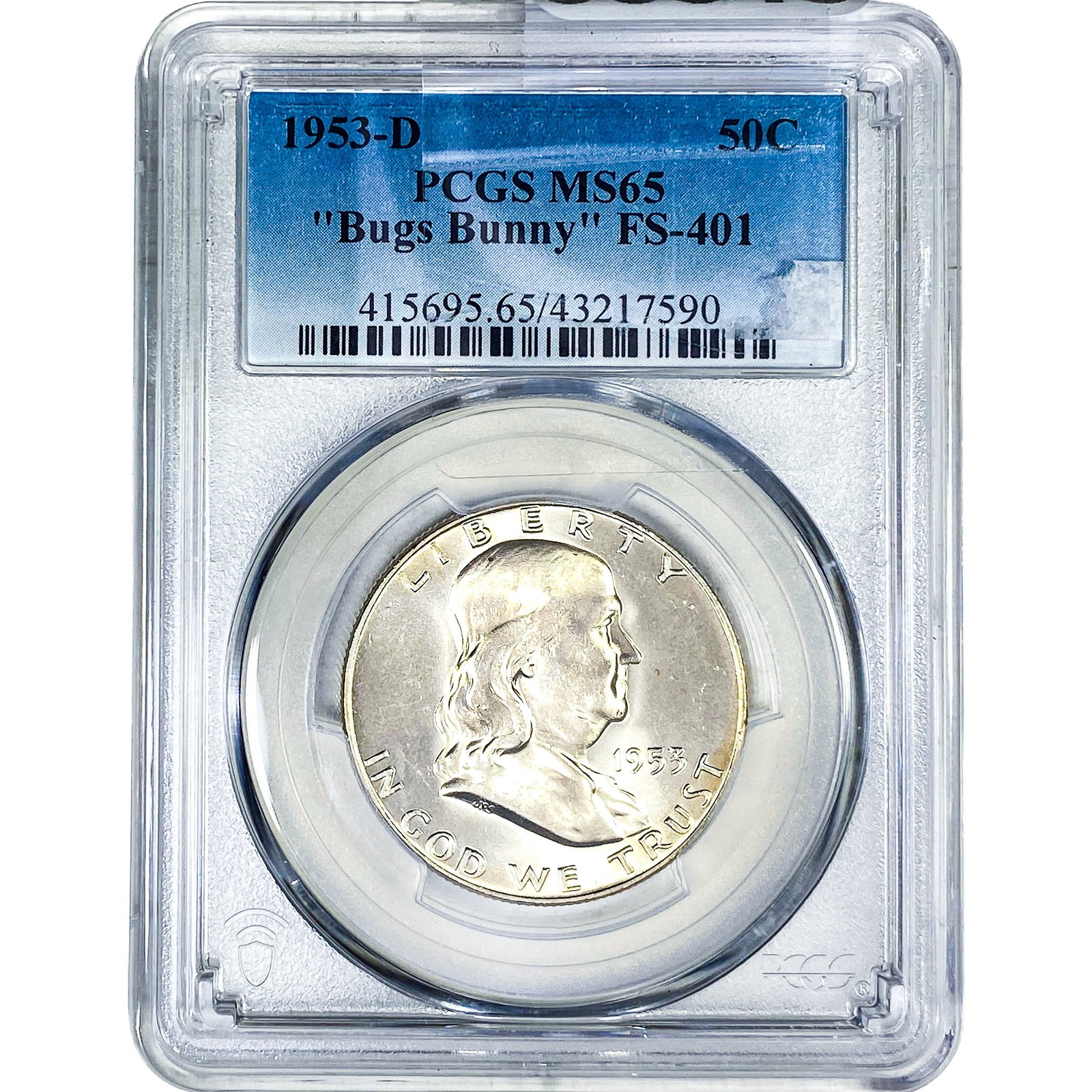 1953-D Franklin Half Dollar PCGS MS65 "Bugs Bunny" (1 of 2)
