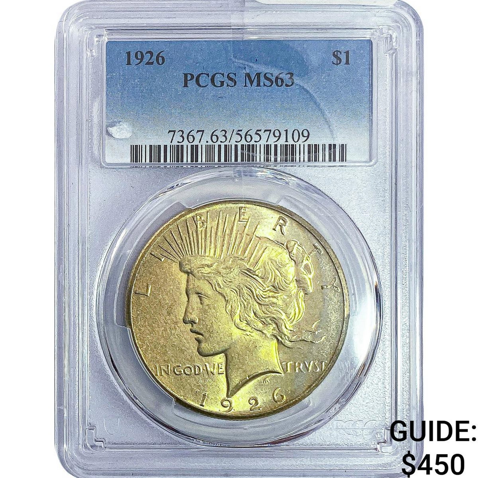 1926 Silver Peace Dollar PCGS MS63: 1926 Silver Peace Dollar PCGS MS63