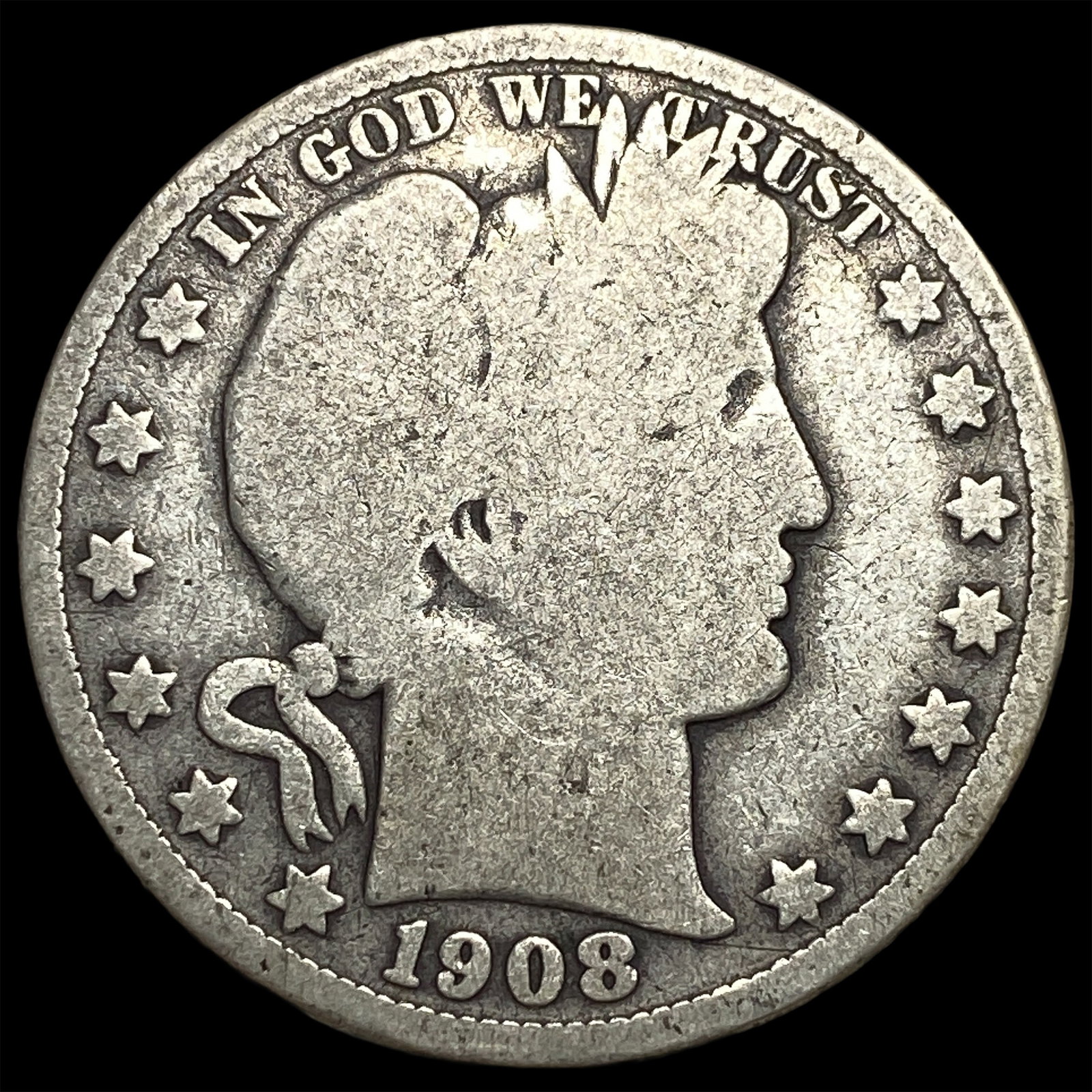 1908-O Silver Barber Half Dollar LIGHTLY CIRCULATED (1 of 2)