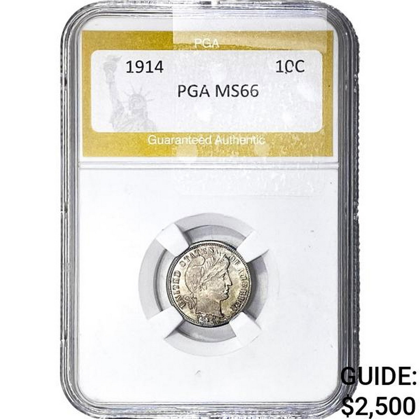 1914 Barber Dime PGA MS66: 1914 Barber Dime PGA MS66