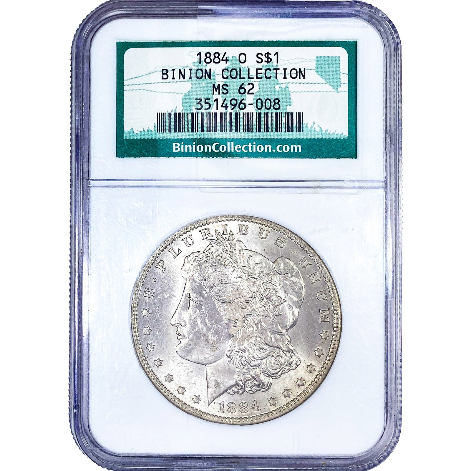 1884-O Morgan Silver Dollar NGC MS62: 1884-O Morgan Silver Dollar NGC MS62