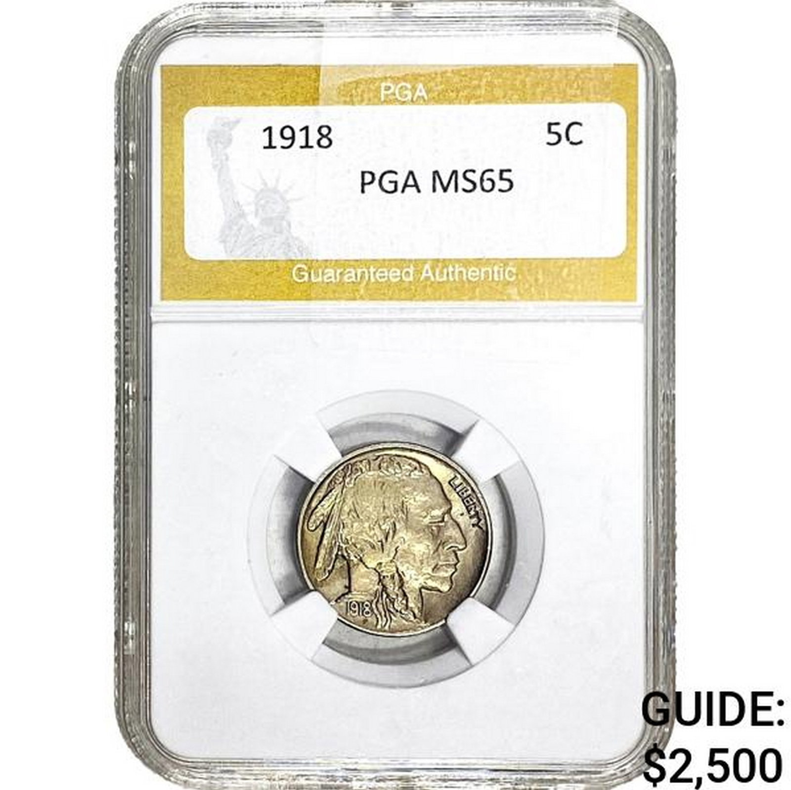 1918 Buffalo Nickel PGA MS65: 1918 Buffalo Nickel PGA MS65