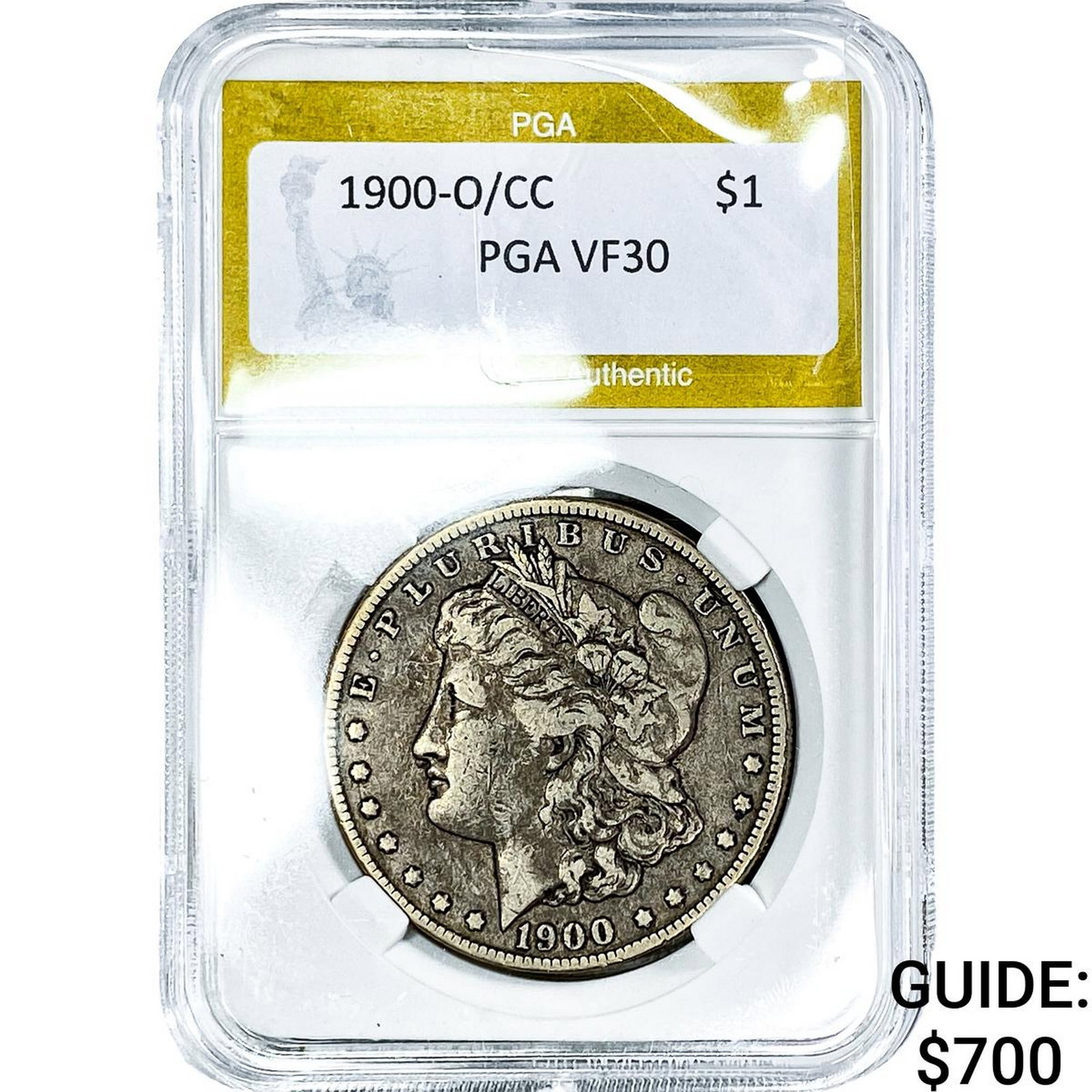1900-O/CC Morgan Silver Dollar PGA VF30: 1900-O/CC Morgan Silver Dollar PGA VF30