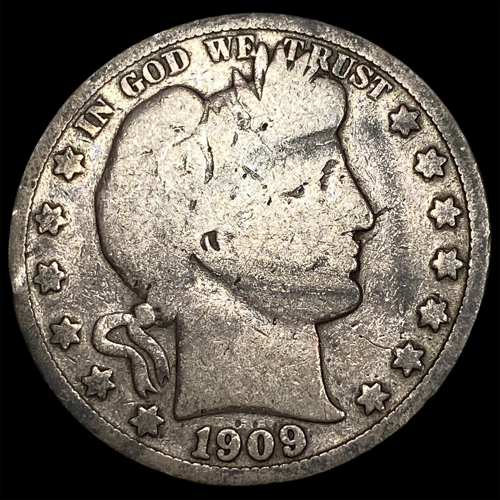 1909-O Silver Barber Half Dollar NICELY CIRCULATED: 1909-O Silver Barber Half Dollar NICELY CIRCULATED