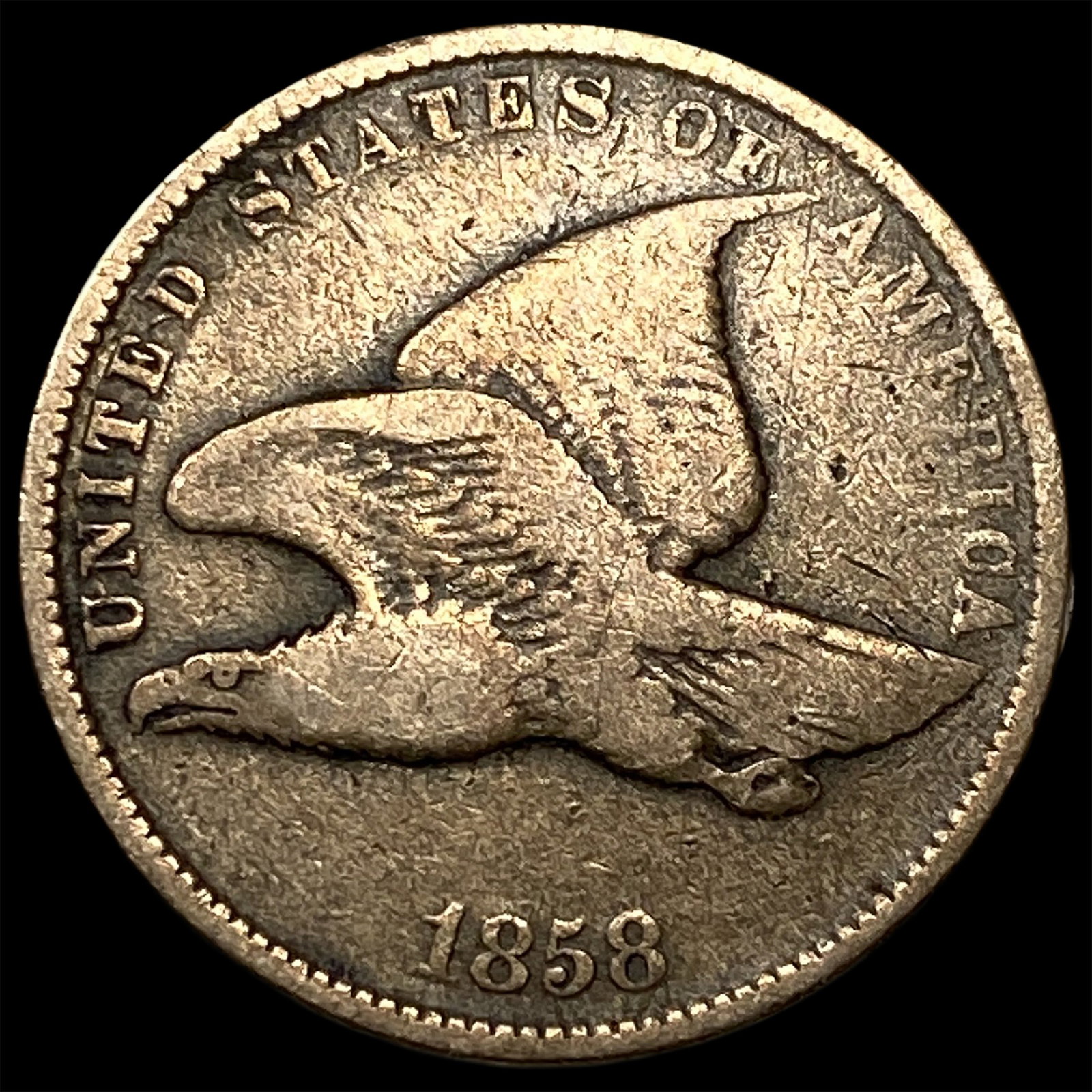 1858 Copper-Nickel Flying Eagle Cent LIGHTLY CIRCULATED: 1858 Copper-Nickel Flying Eagle Cent LIGHTLY CIRCULATED