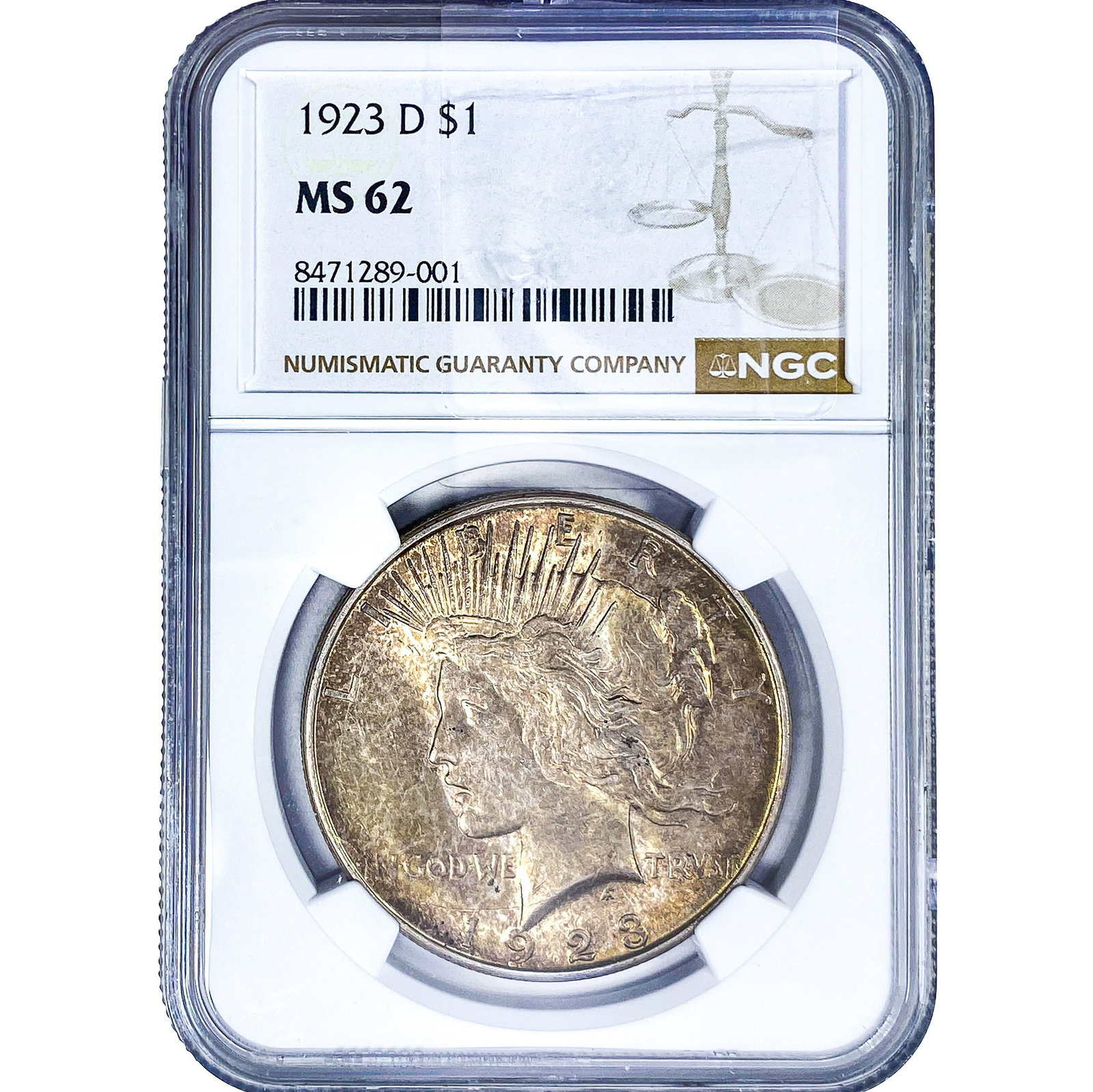 1923-D Silver Peace Dollar NGC MS62: 1923-D Silver Peace Dollar NGC MS62