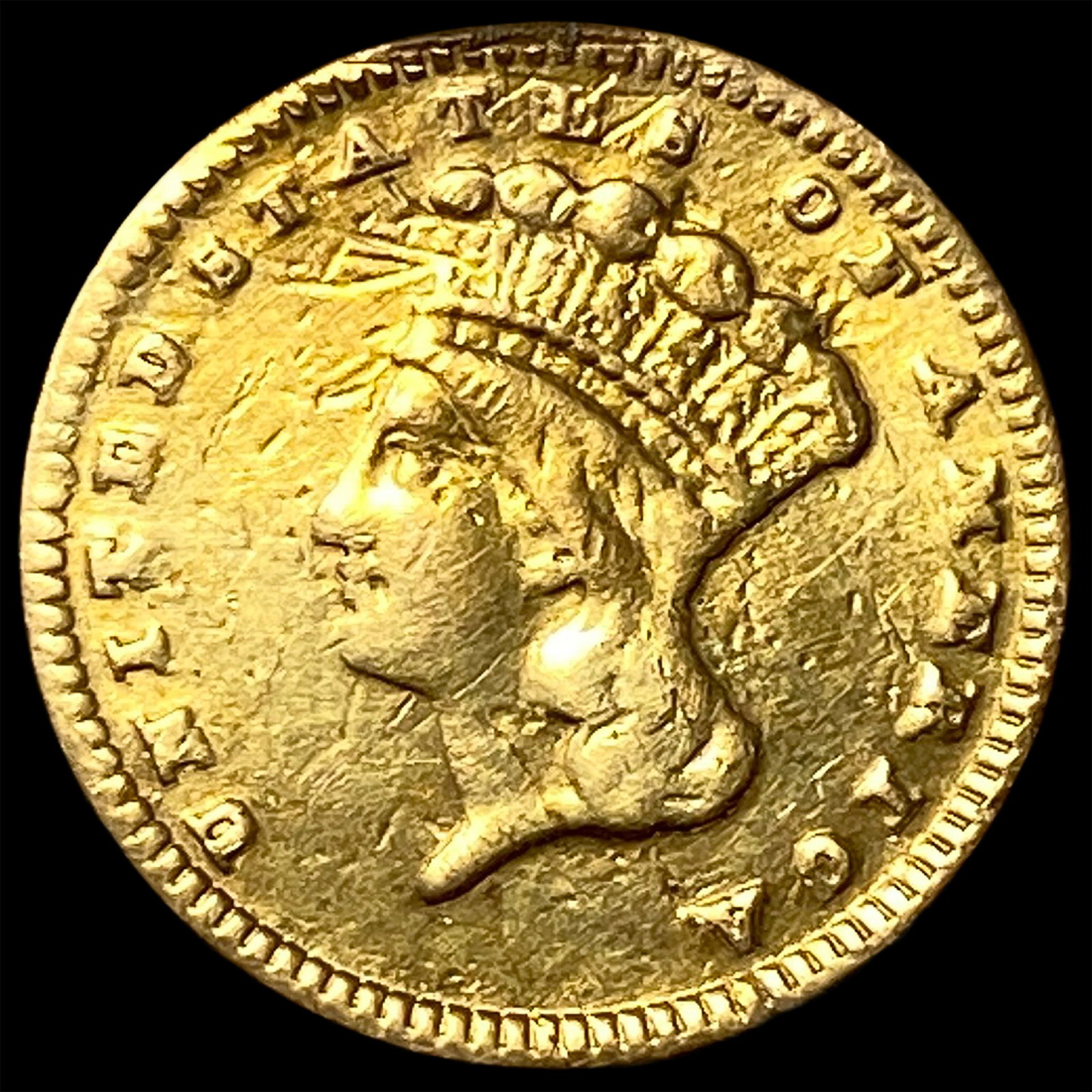 1889 Gold $1 Indian Head CLOSELY UNCIRCULATED: 1889 Gold $1 Indian Head CLOSELY UNCIRCULATED