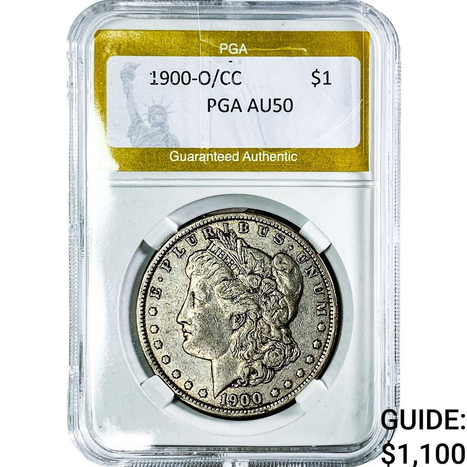 1900-O/CC Morgan Silver Dollar PGA AU50: 1900-O/CC Morgan Silver Dollar PGA AU50