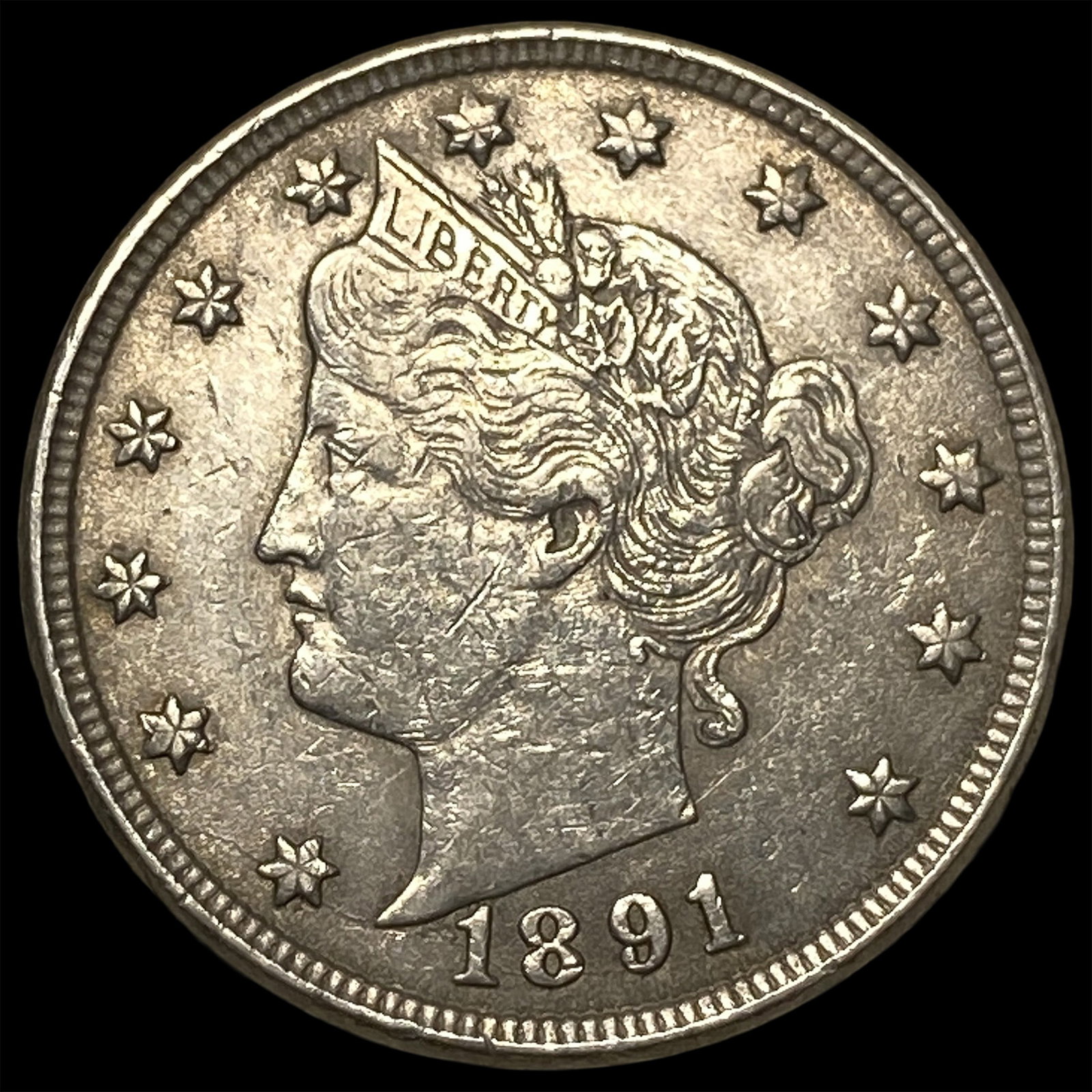 1891 Liberty Head Nickel CLOSELY UNCIRCULATED: 1891 Liberty Head Nickel CLOSELY UNCIRCULATED