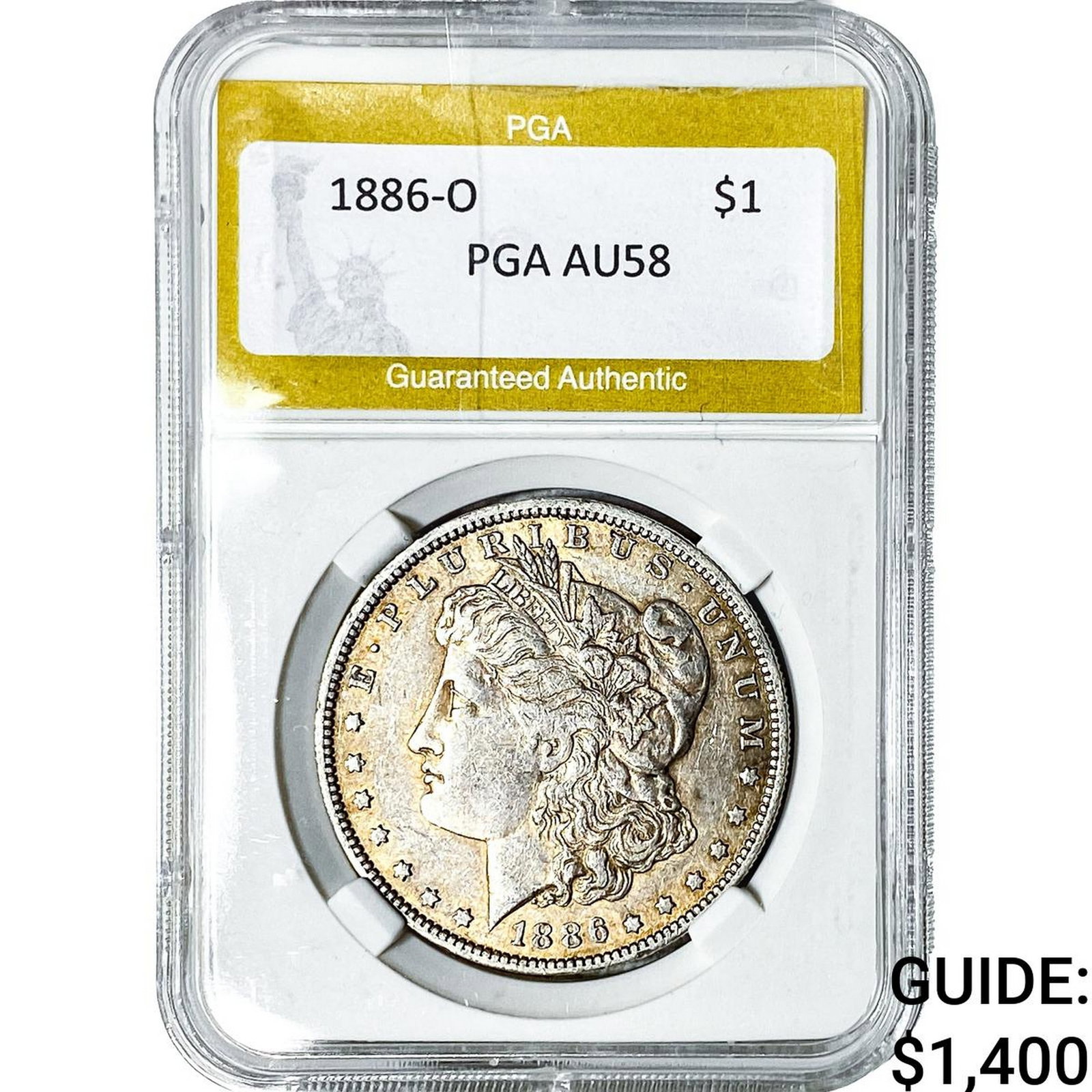 1886-O Morgan Silver Dollar PGA AU58: 1886-O Morgan Silver Dollar PGA AU58