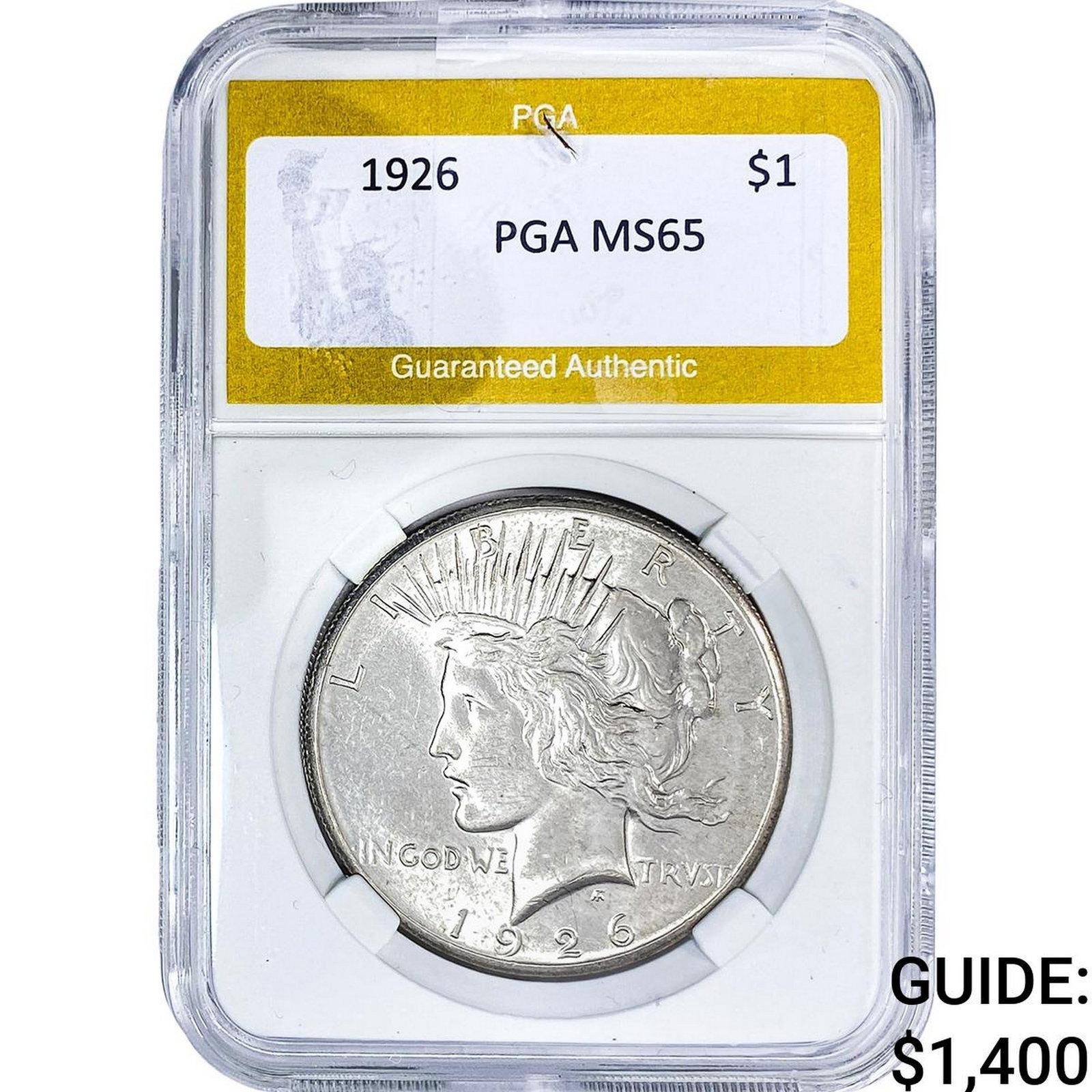 1926 Silver Peace Dollar PGA MS65: 1926 Silver Peace Dollar PGA MS65