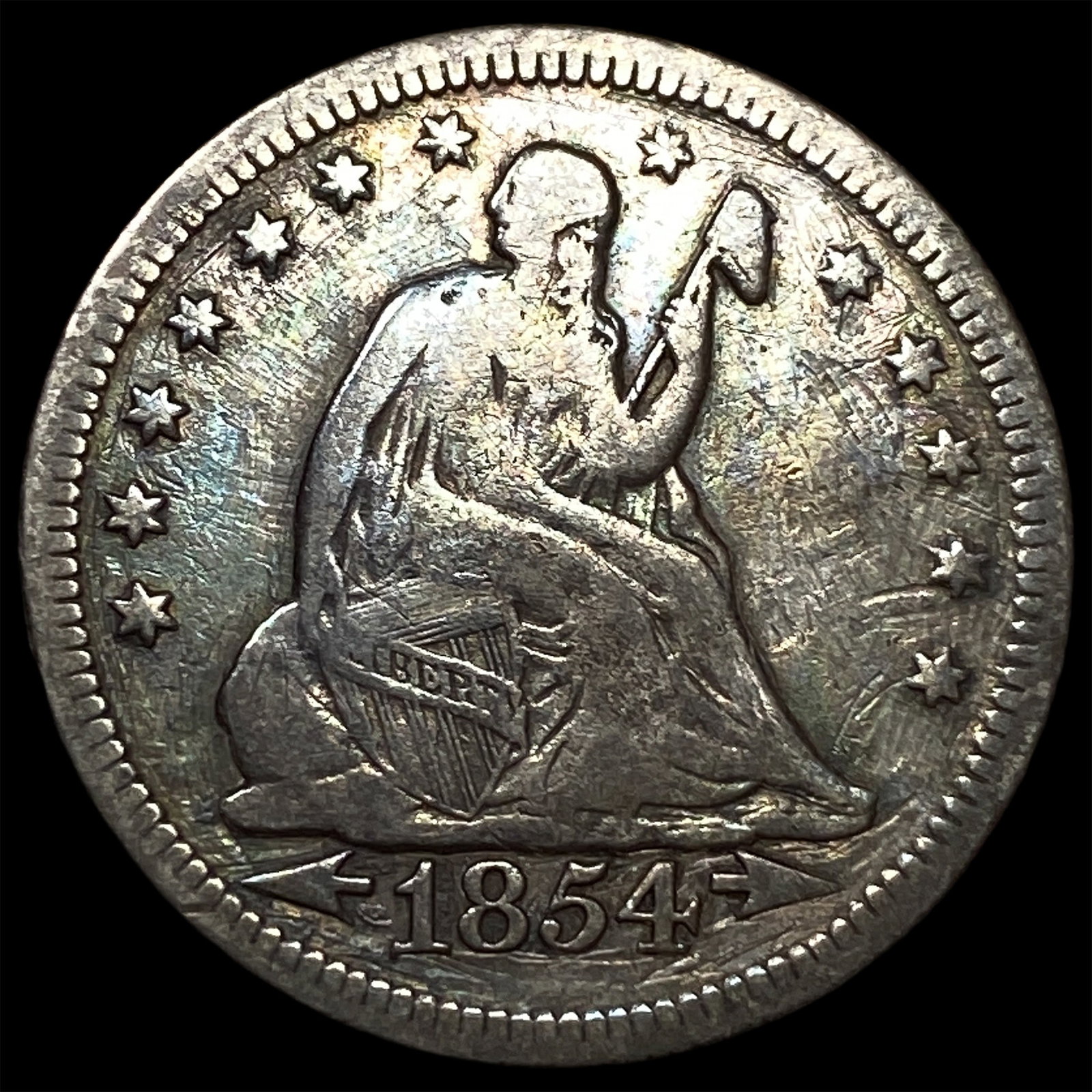 1854 Arrows Seated Liberty Quarter LIGHTLY CIRCULATED: 1854 Arrows Seated Liberty Quarter LIGHTLY CIRCULATED
