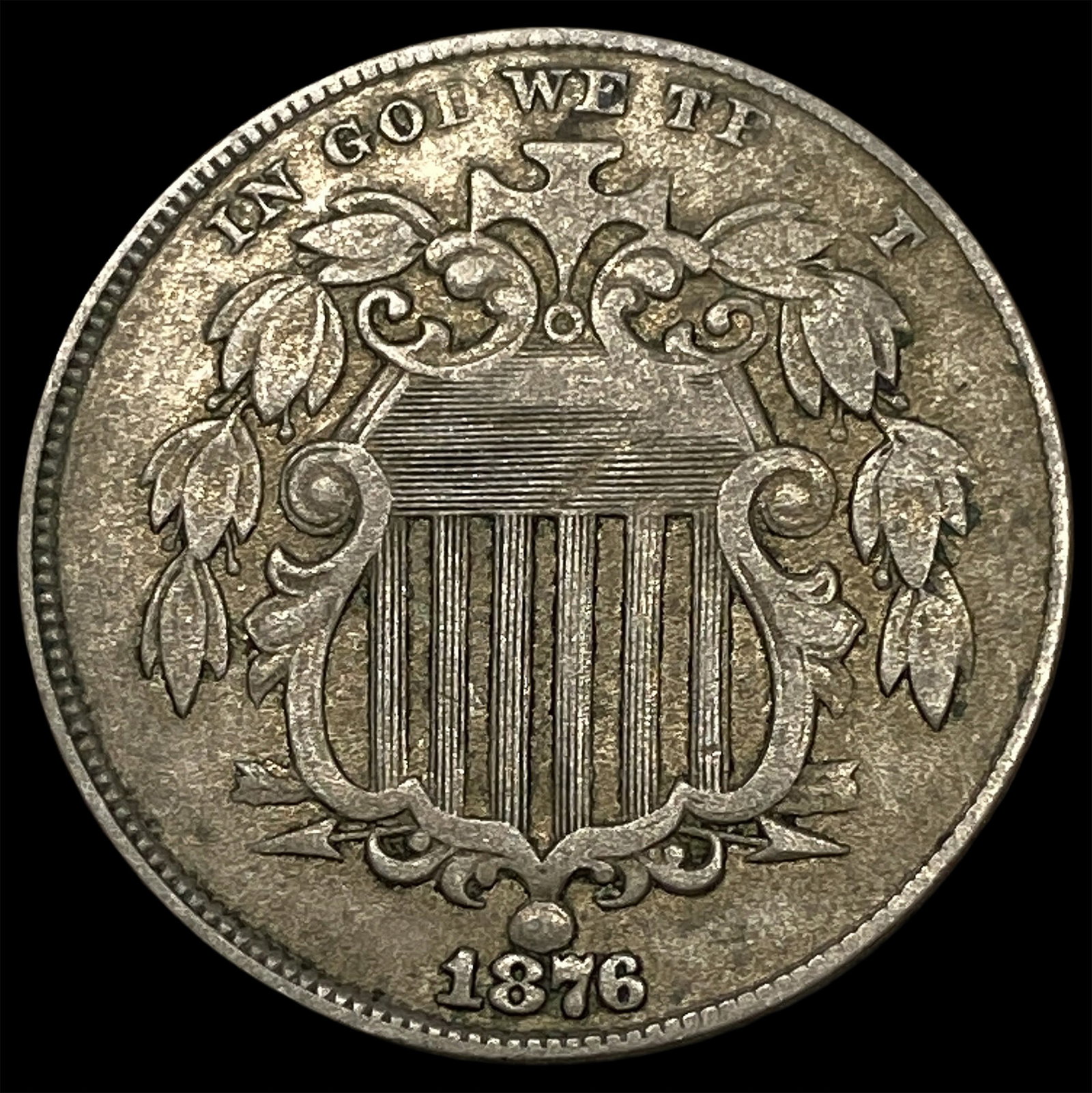 1876 Shield Nickel NEARLY UNCIRCULATED (1 of 2)