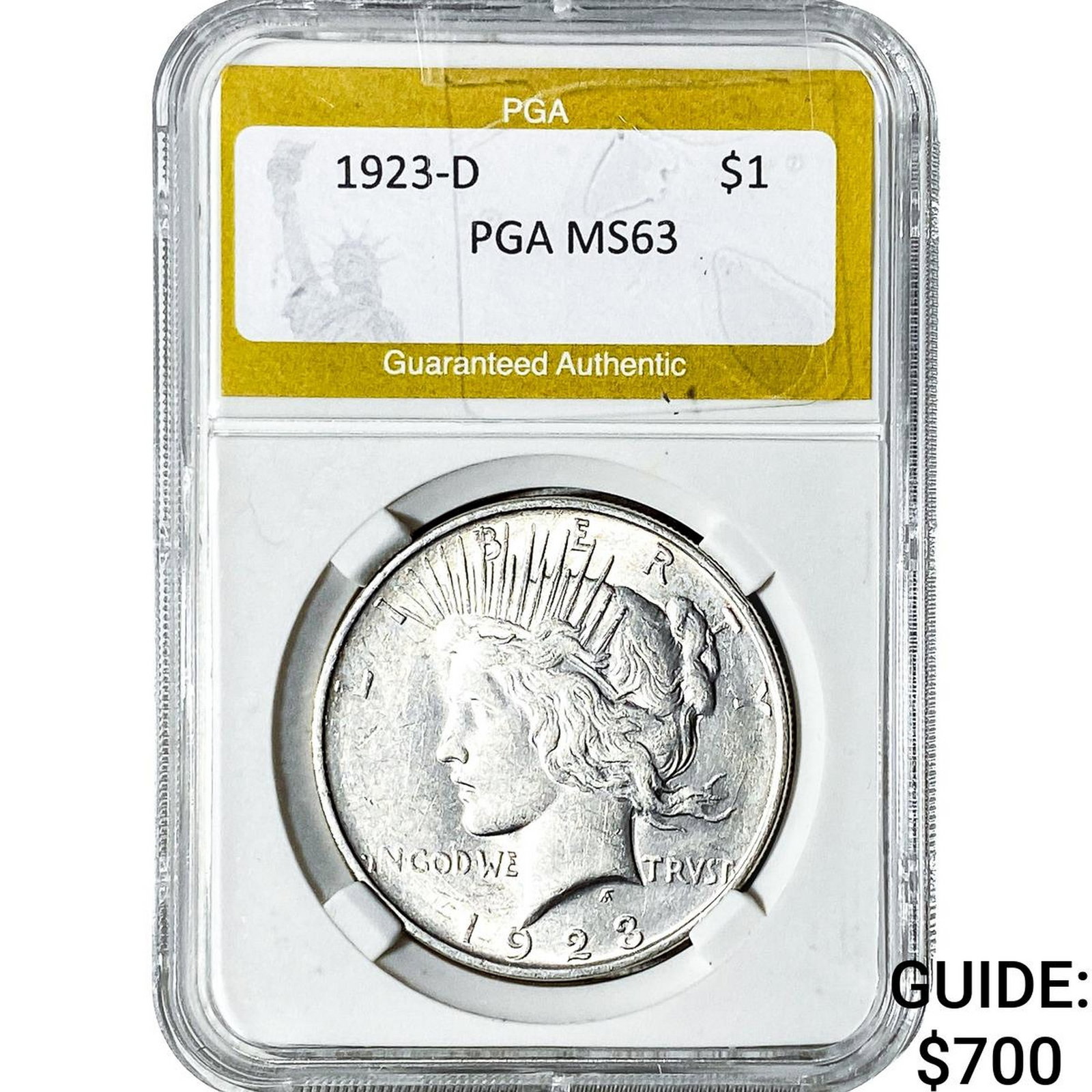 1923-D Morgan Silver Dollar PGA MS63: 1923-D Morgan Silver Dollar PGA MS63