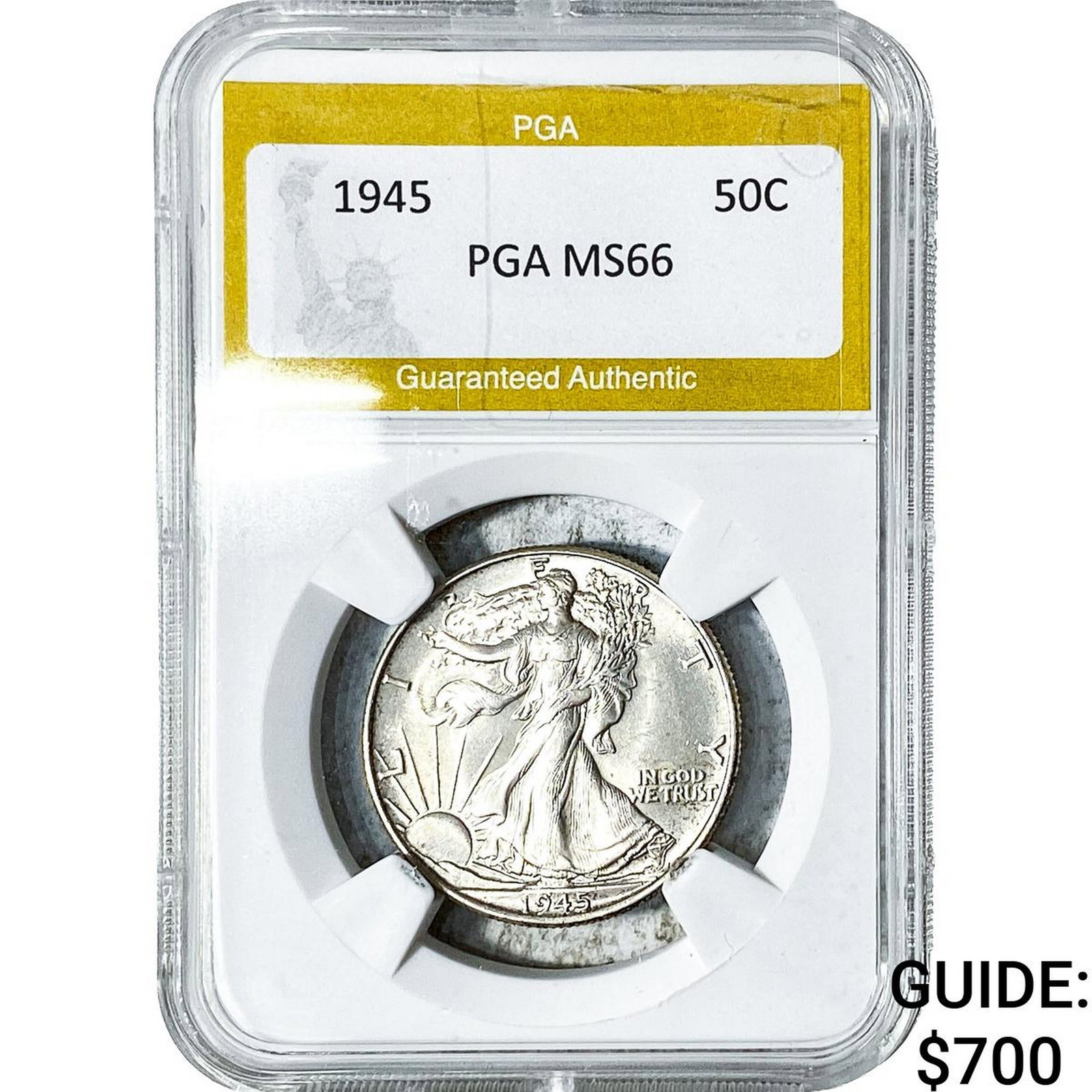 1945 Walking Liberty Half Dollar PGA MS66: 1945 Walking Liberty Half Dollar PGA MS66