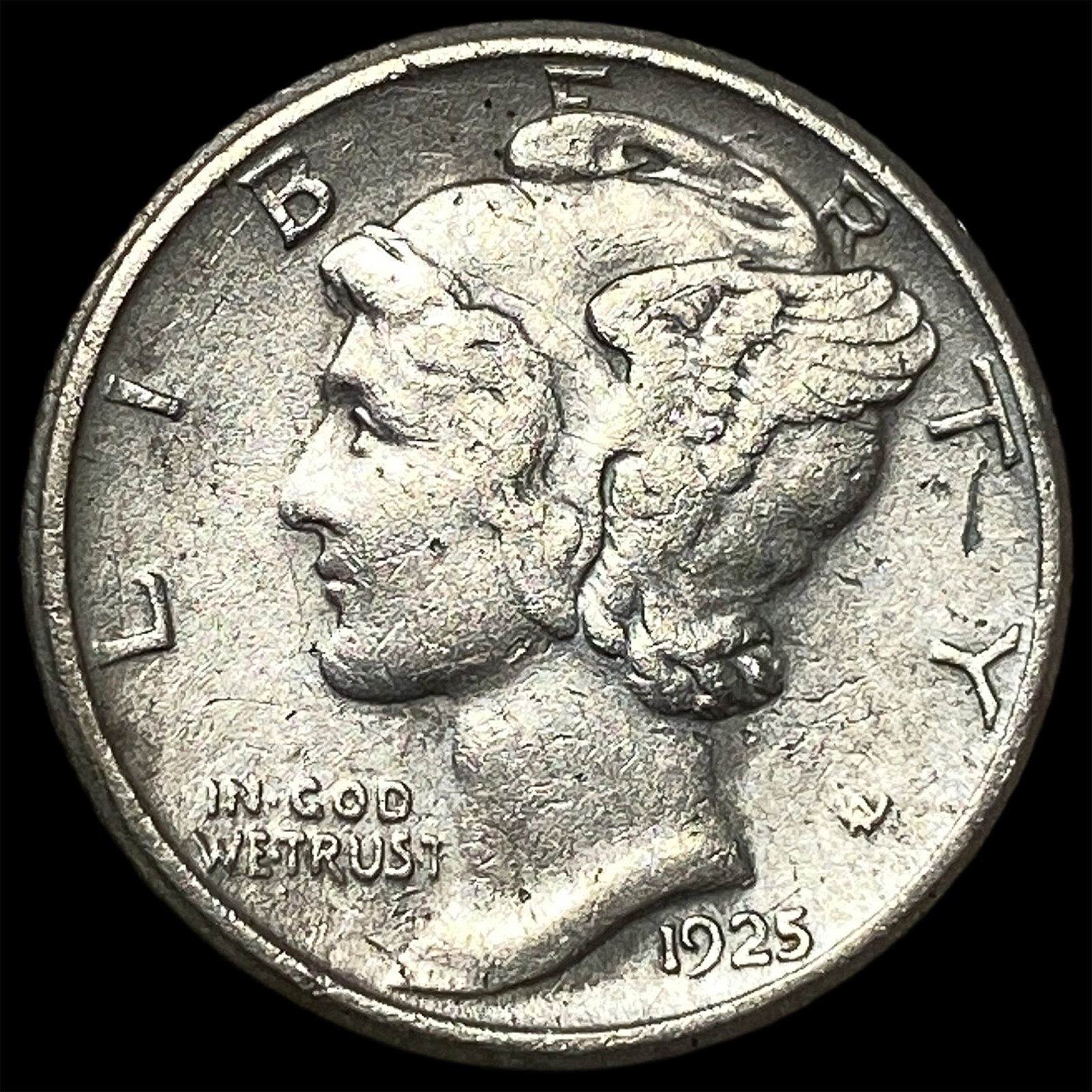 1925-S Silver Mercury Dime CLOSELY UNCIRCULATED (1 of 2)