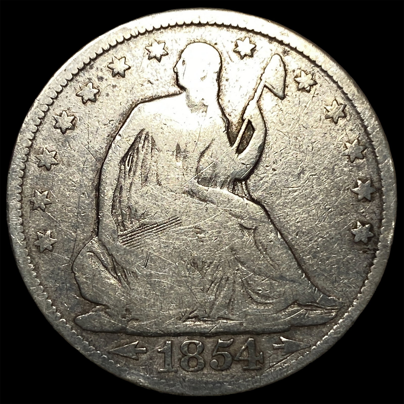 1854 Arrows Seated Liberty Half Dollar NICELY CIRCULATED: 1854 Arrows Seated Liberty Half Dollar NICELY CIRCULATED