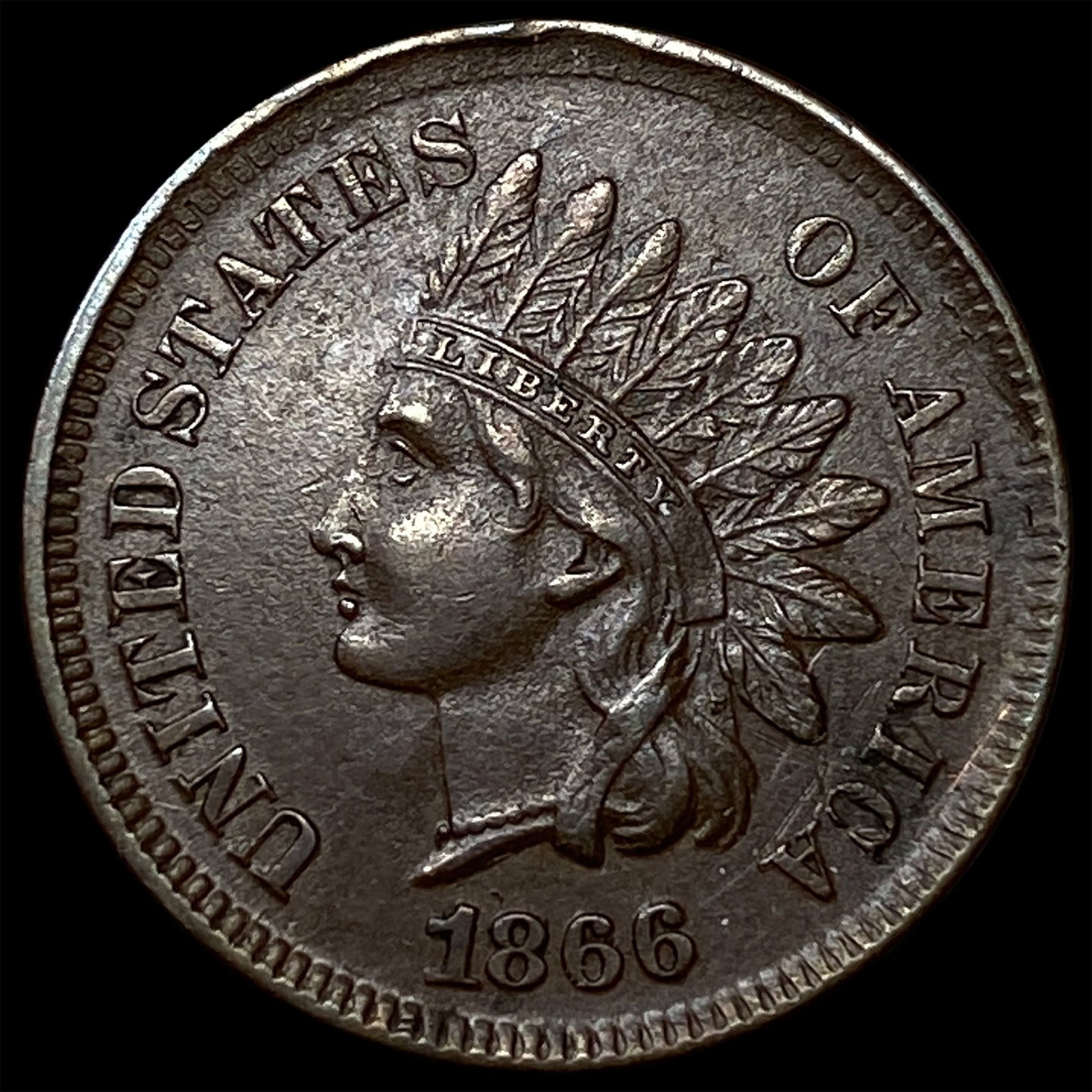 1866 Indian Head Cent CLOSELY UNCIRCULATED: 1866 Indian Head Cent CLOSELY UNCIRCULATED