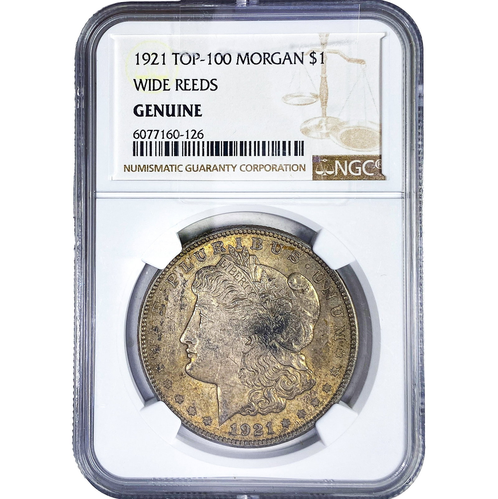 1921 Morgan Silver Dollar NGC G Wide Reeds: 1921 Morgan Silver Dollar NGC G Wide Reeds