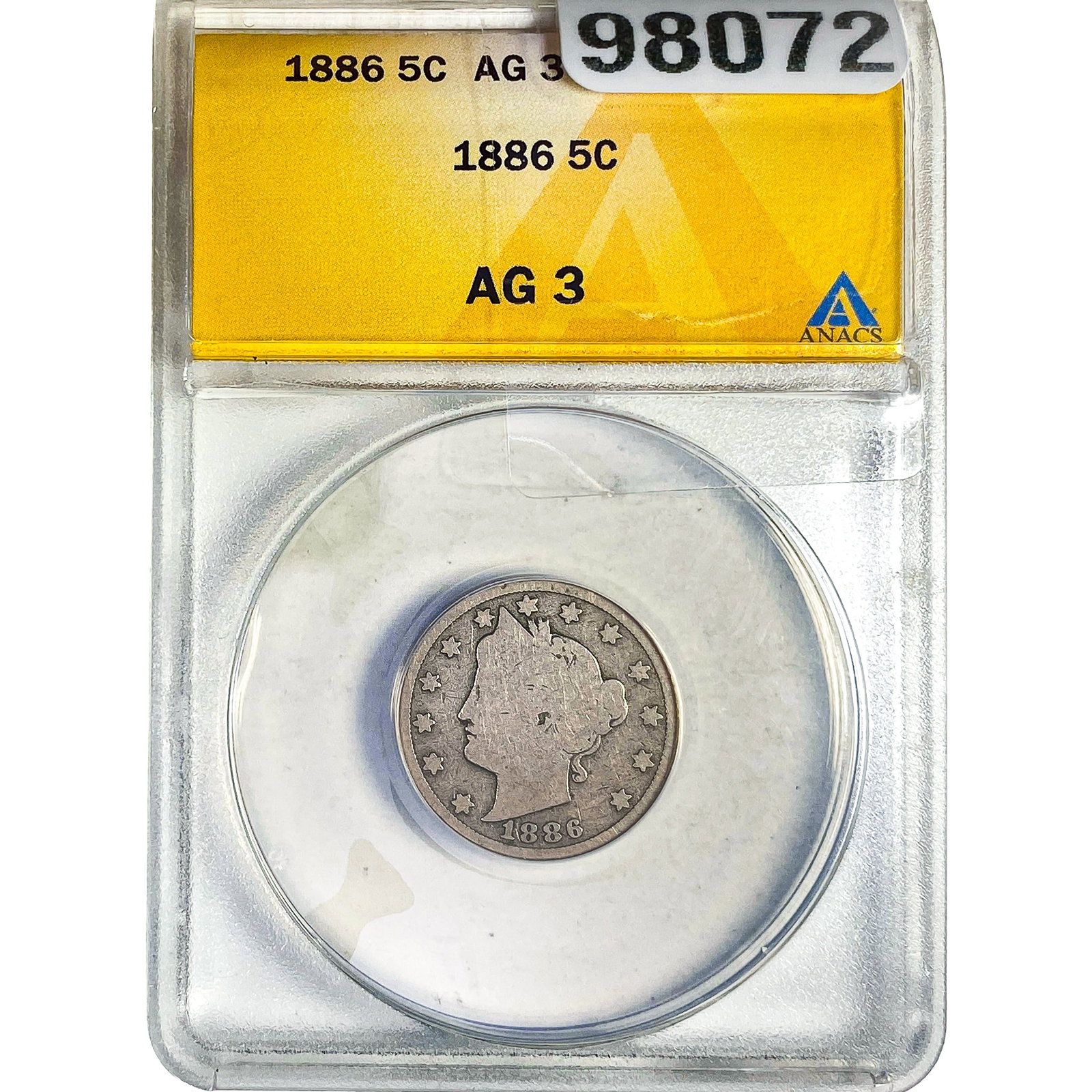 1886 Liberty Victory Nickel ANACS AG3: 1886 Liberty Victory Nickel ANACS AG3