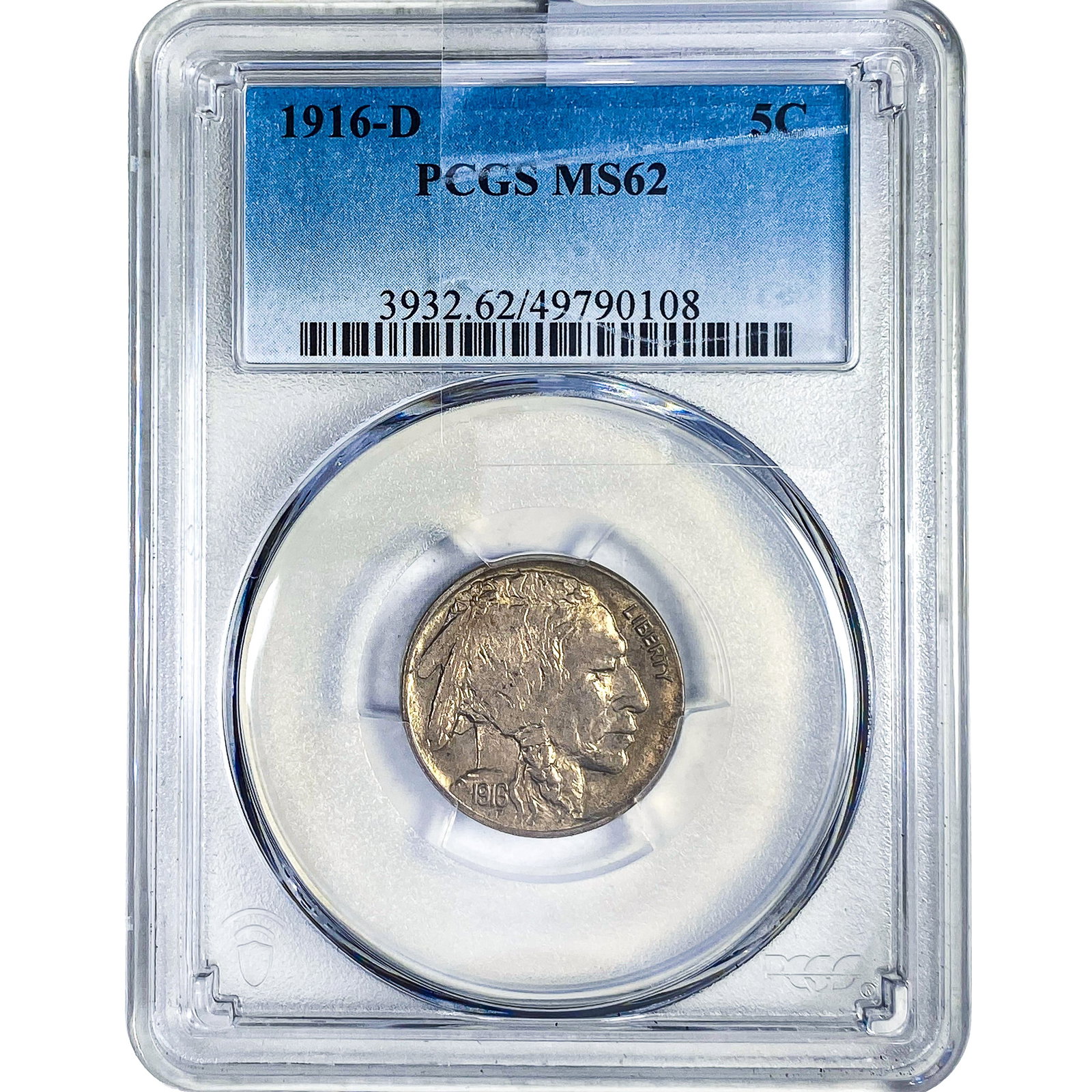 1916-D Buffalo Nickel PCGS MS62: 1916-D Buffalo Nickel PCGS MS62