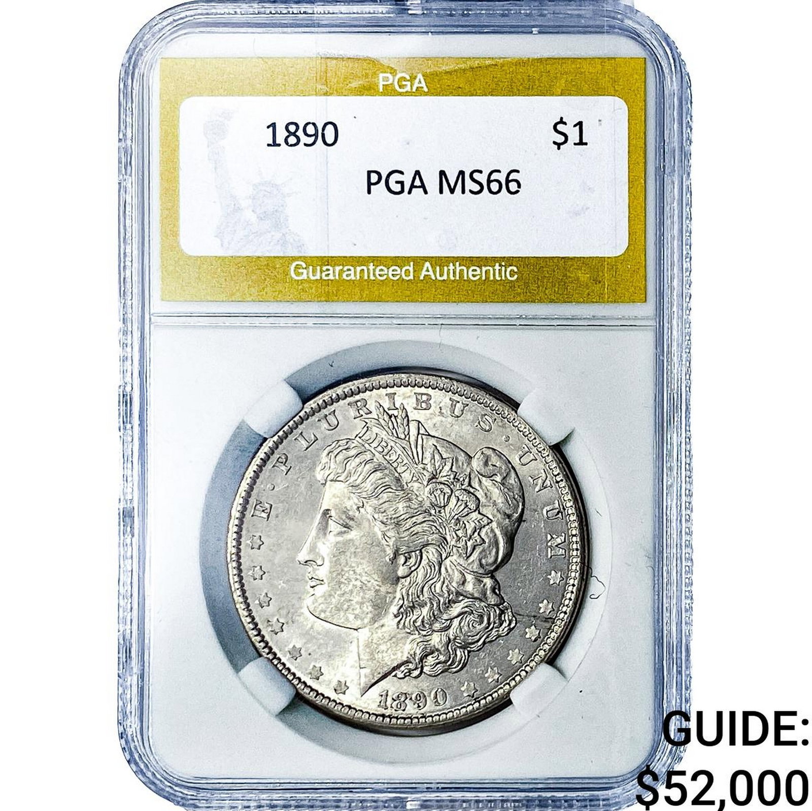 1890 Morgan Silver Dollar PGA MS66: 1890 Morgan Silver Dollar PGA MS66