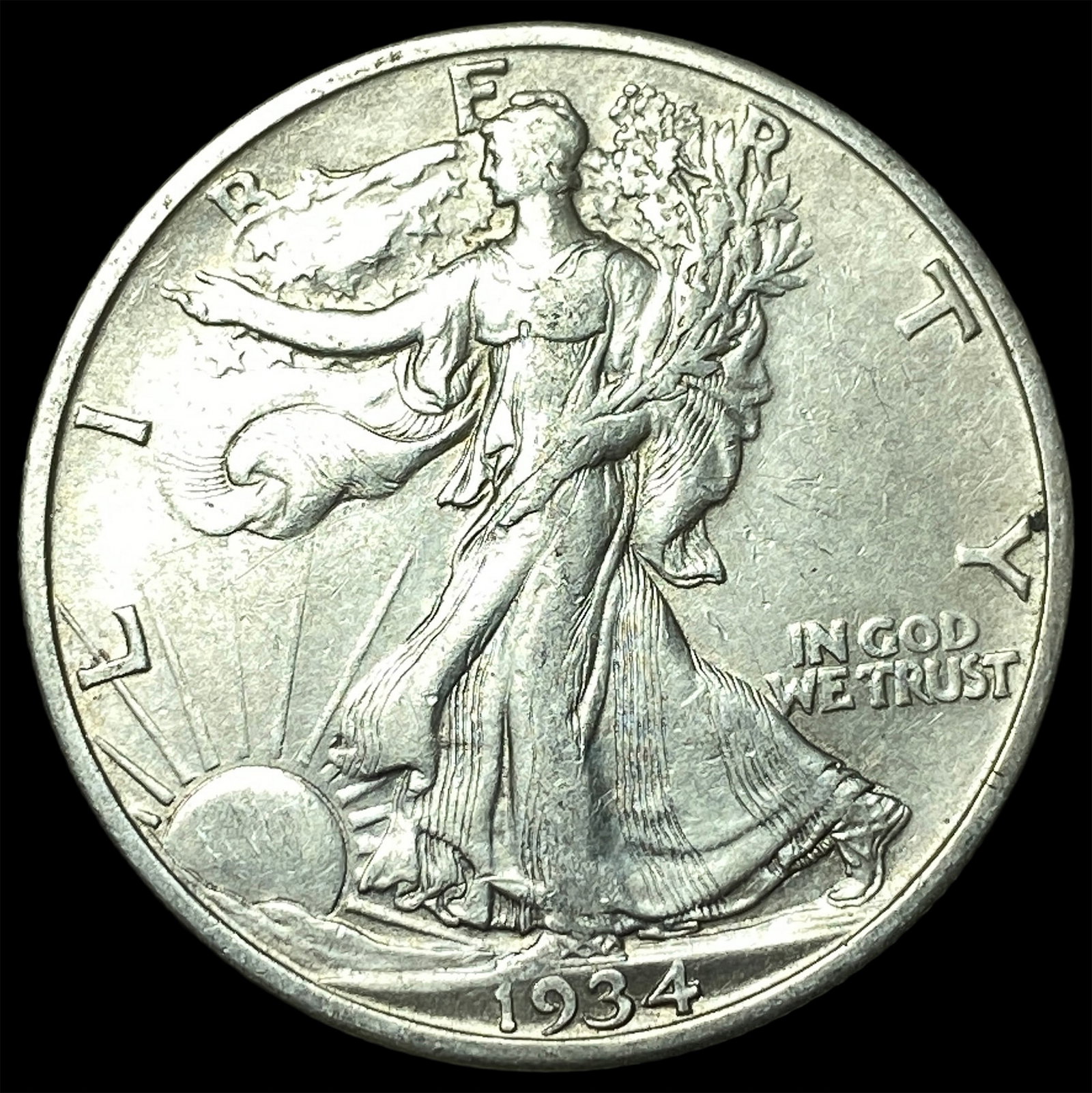 1934-S Silver Walking Liberty Half Dollar CHOICE AU: 1934-S Silver Walking Liberty Half Dollar CHOICE AU