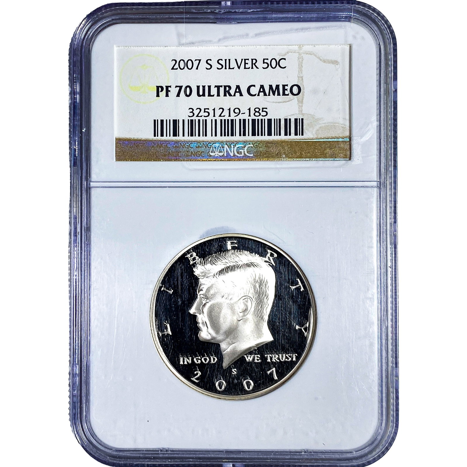 2007-S Kennedy Half Dollar NGC PF70 Ultra Cameo: 2007-S Kennedy Half Dollar NGC PF70 Ultra Cameo