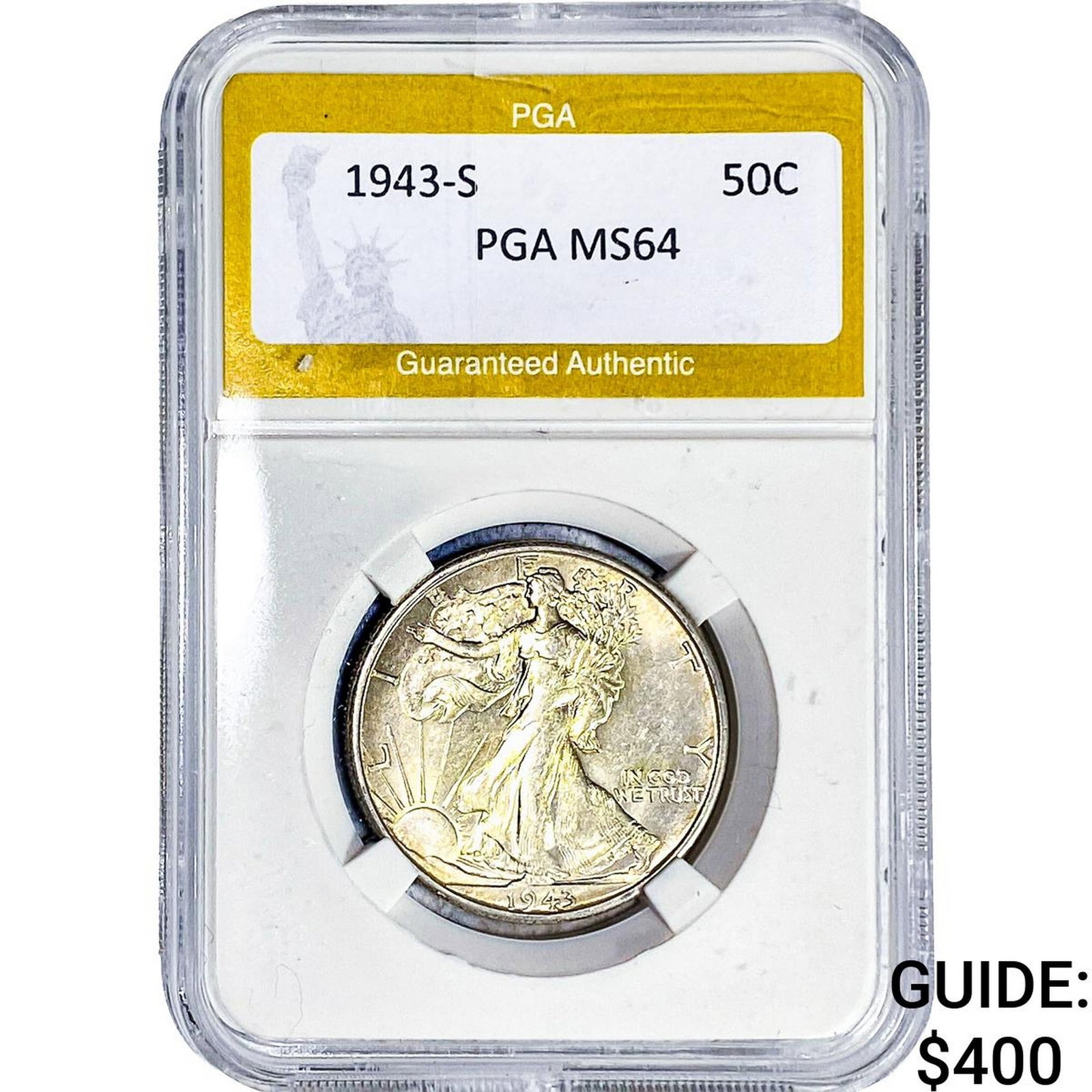 1943-S Walking Liberty Half Dollar PGA MS64: 1943-S Walking Liberty Half Dollar PGA MS64