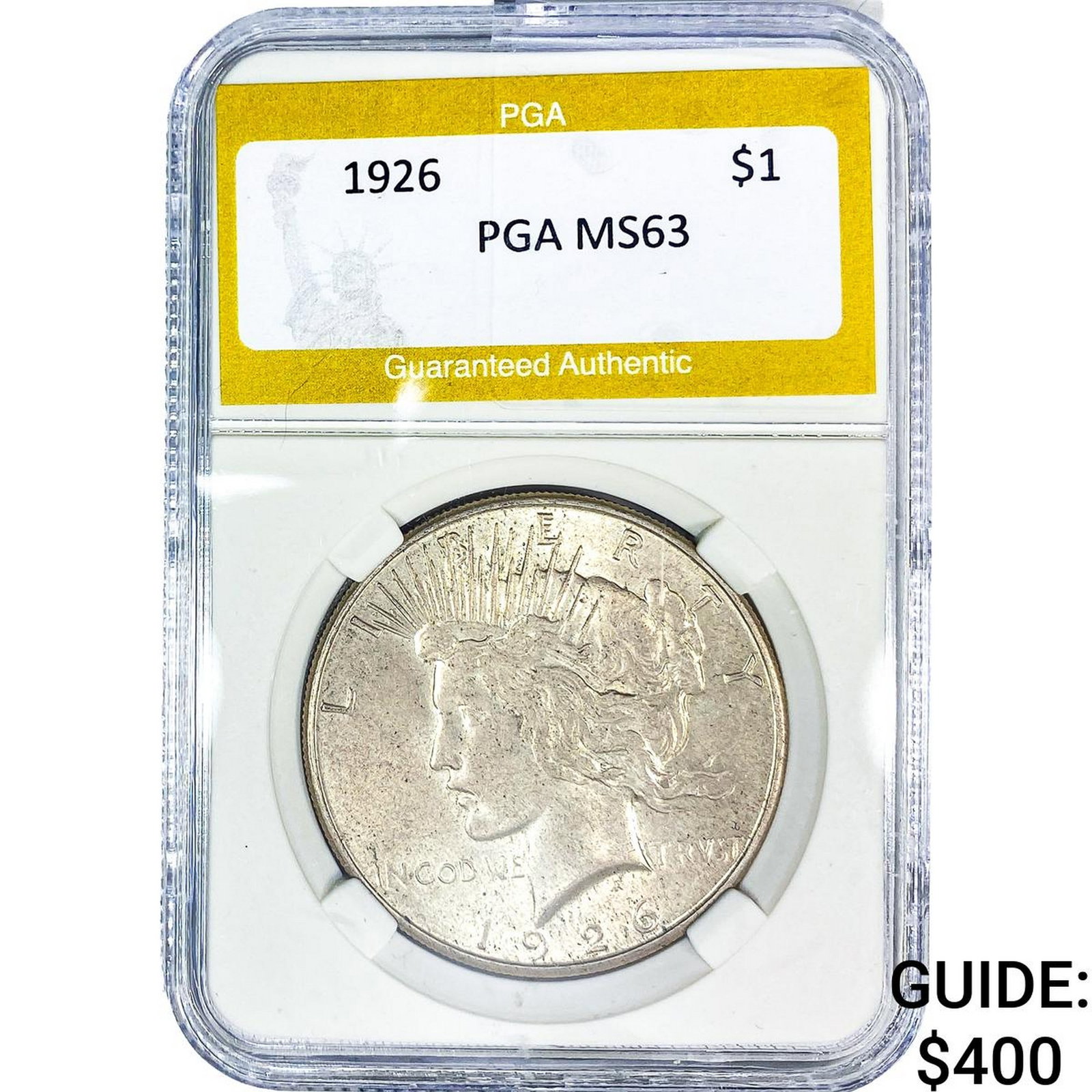 1926 Silver Peace Dollar PGA MS63: 1926 Silver Peace Dollar PGA MS63