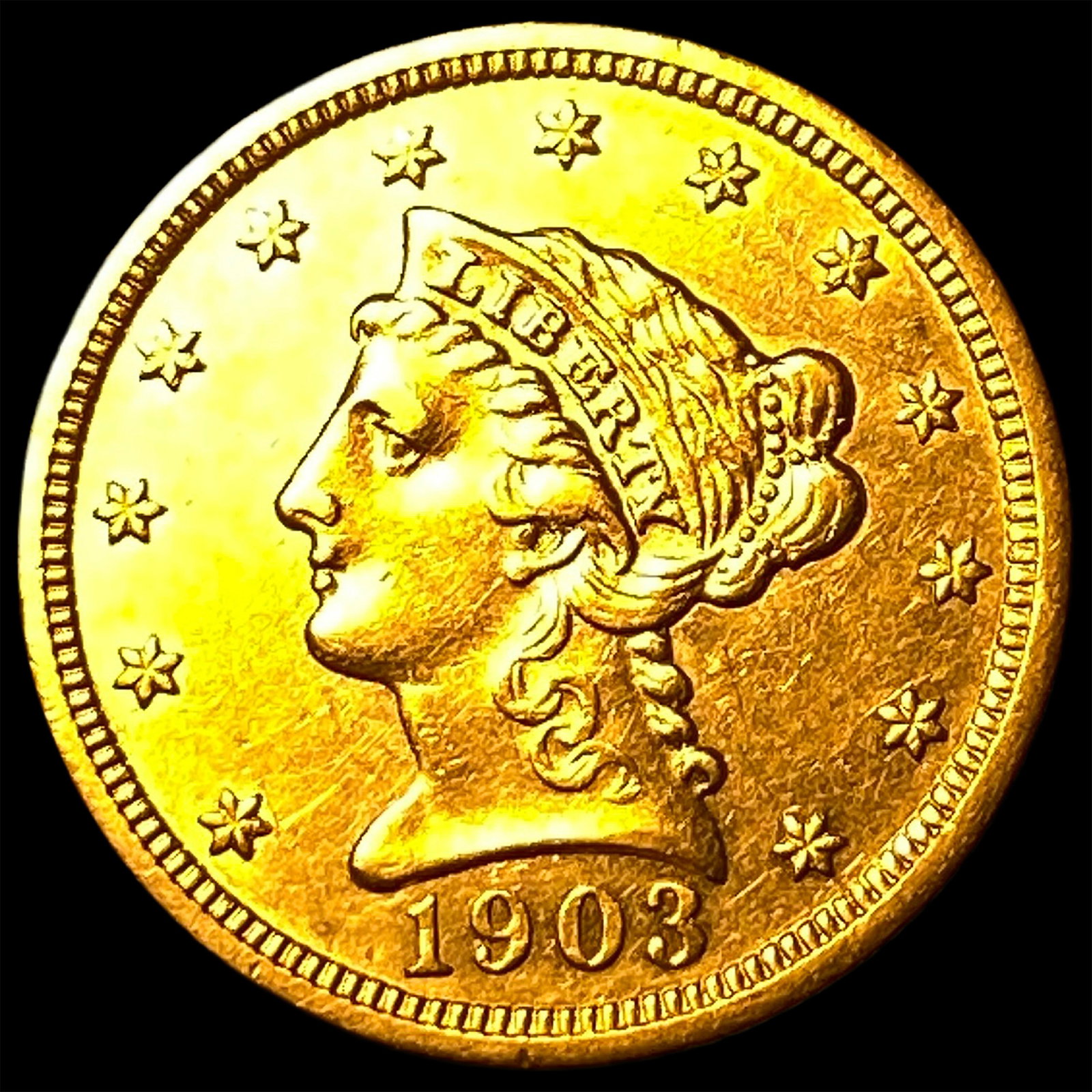 1903 Liberty Head Gold Quarter Eagle $2.50 CLOSELY UNCIRCULATED: 1903 Liberty Head Gold Quarter Eagle $2.50 CLOSELY UNCIRCULATED