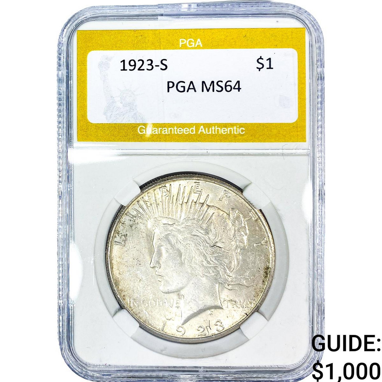 1923-S Silver Peace Dollar PGA MS64: 1923-S Silver Peace Dollar PGA MS64