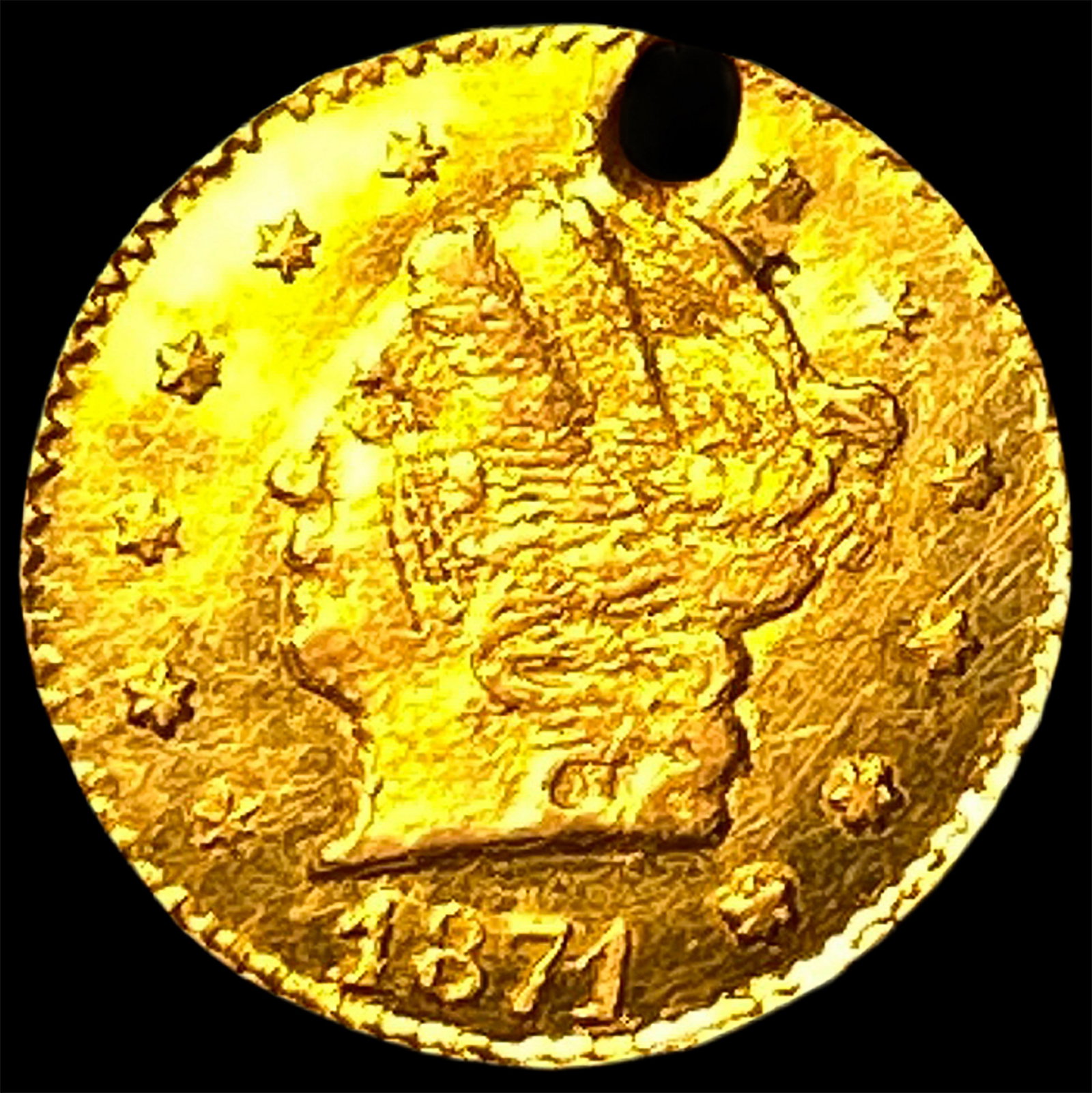 1871 California Gold 1/4 Dollar Token HIGH GRADE: 1871 California Gold 1/4 Dollar Token HIGH GRADE
