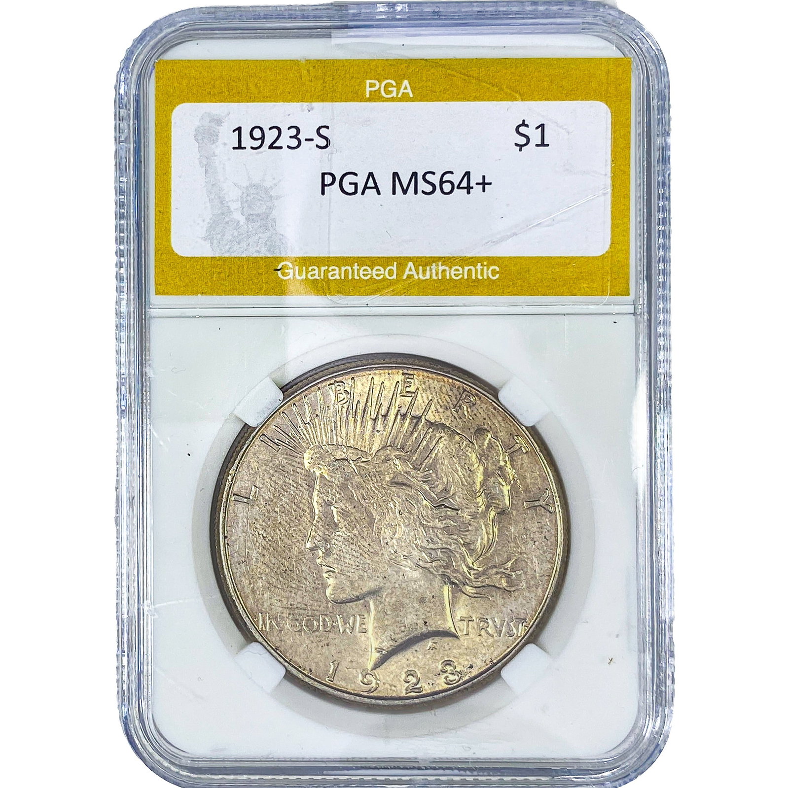 1923-S Silver Peace Dollar PGA MS64+: 1923-S Silver Peace Dollar PGA MS64+