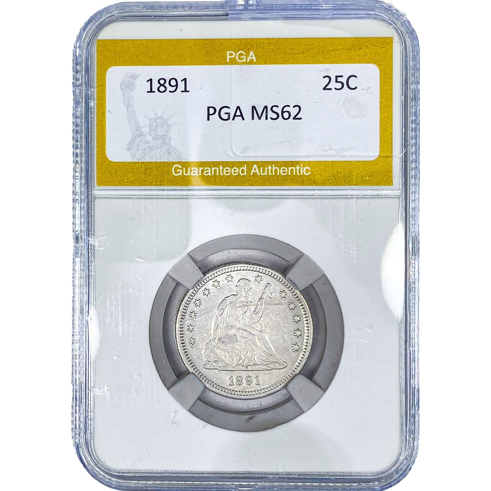 1891 Seated Liberty Quarter PGA MS62: 1891 Seated Liberty Quarter PGA MS62