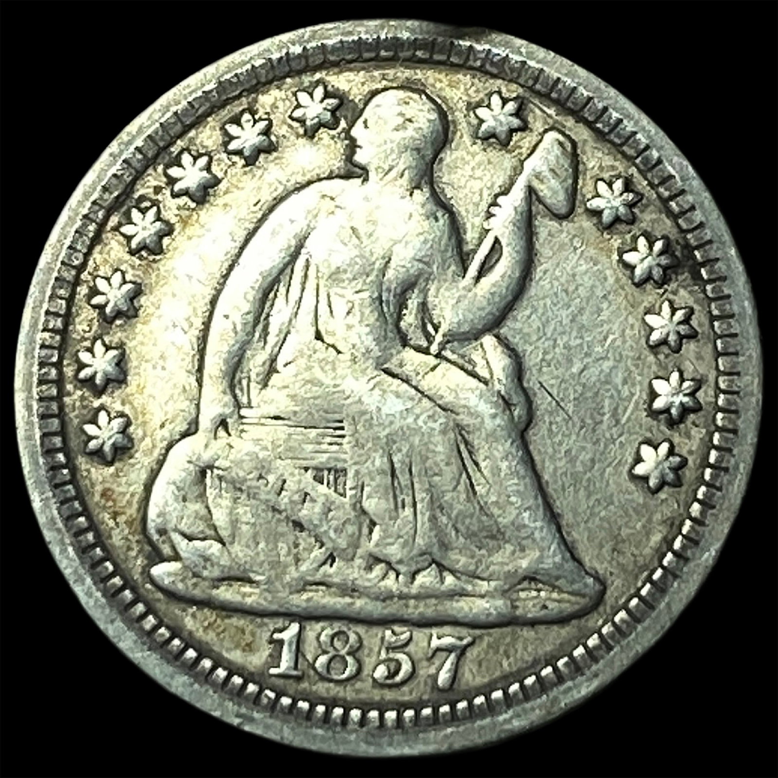 1857-O Silver Half Dime NEARLY UNCIRCULATED: 1857-O Silver Half Dime NEARLY UNCIRCULATED
