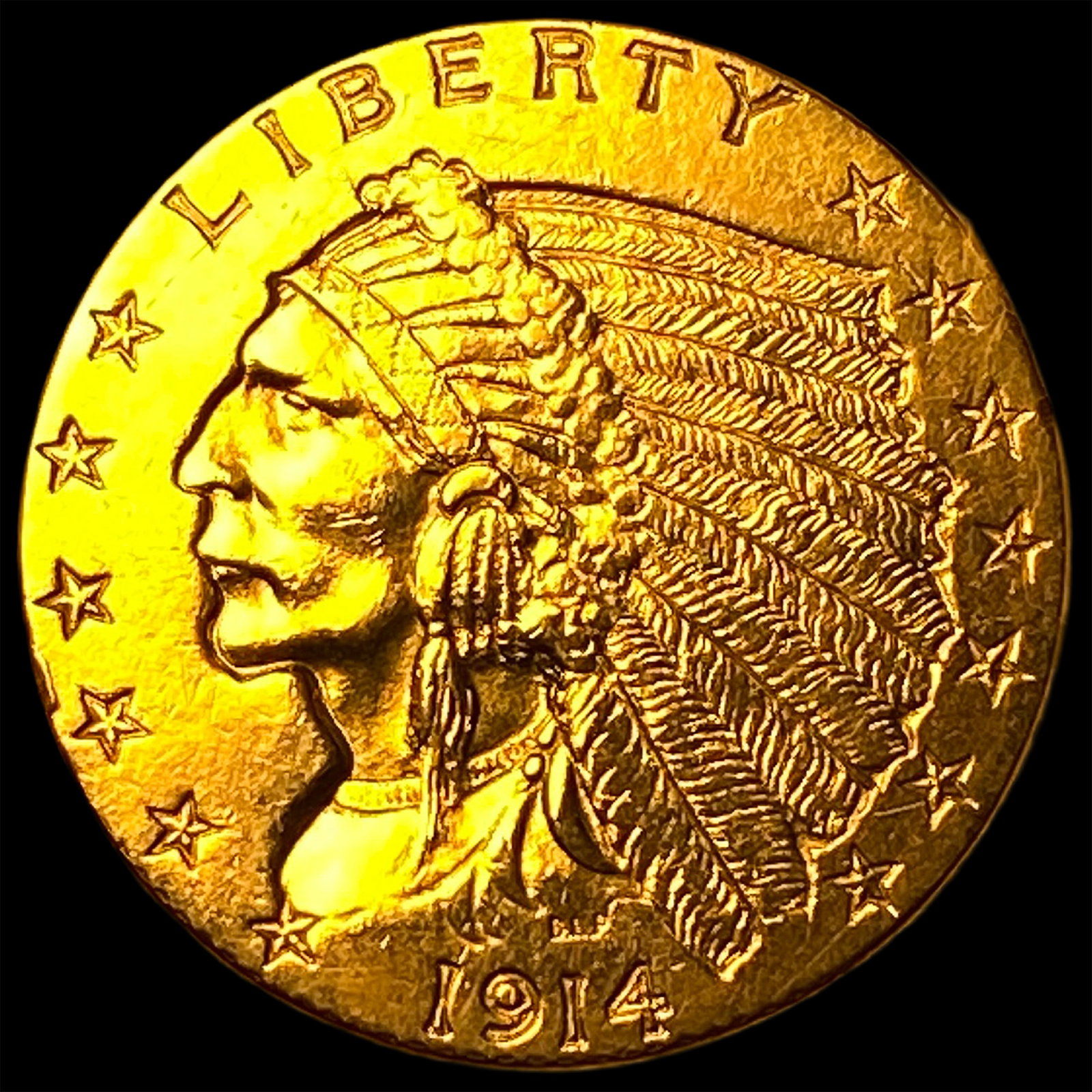 1914 Indian Head Gold $2.50 Quarter Eagle UNCIRCULATED: 1914 Indian Head Gold $2.50 Quarter Eagle UNCIRCULATED