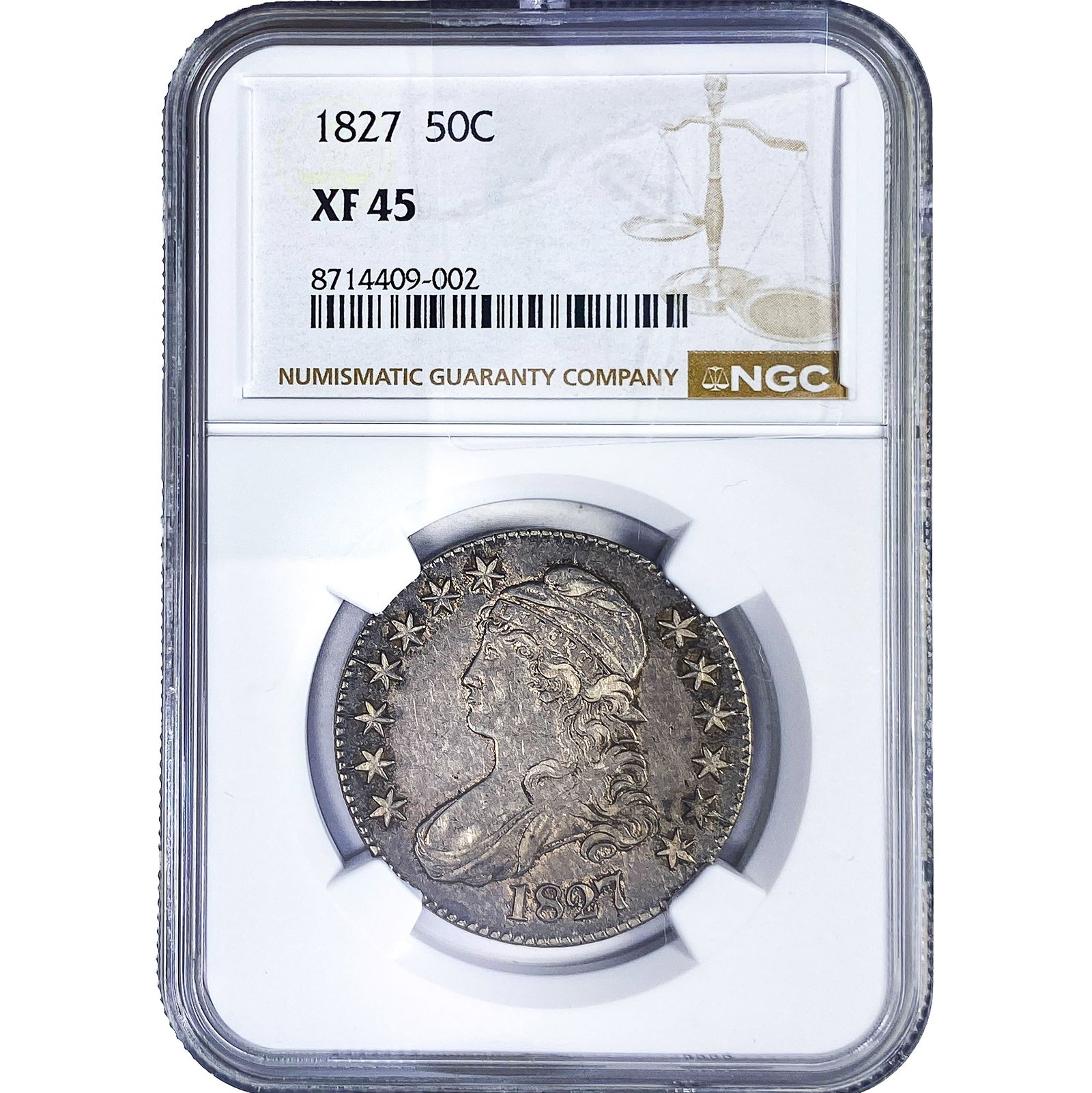 1827 Capped Bust Half Dollar NGC XF45: 1827 Capped Bust Half Dollar NGC XF45