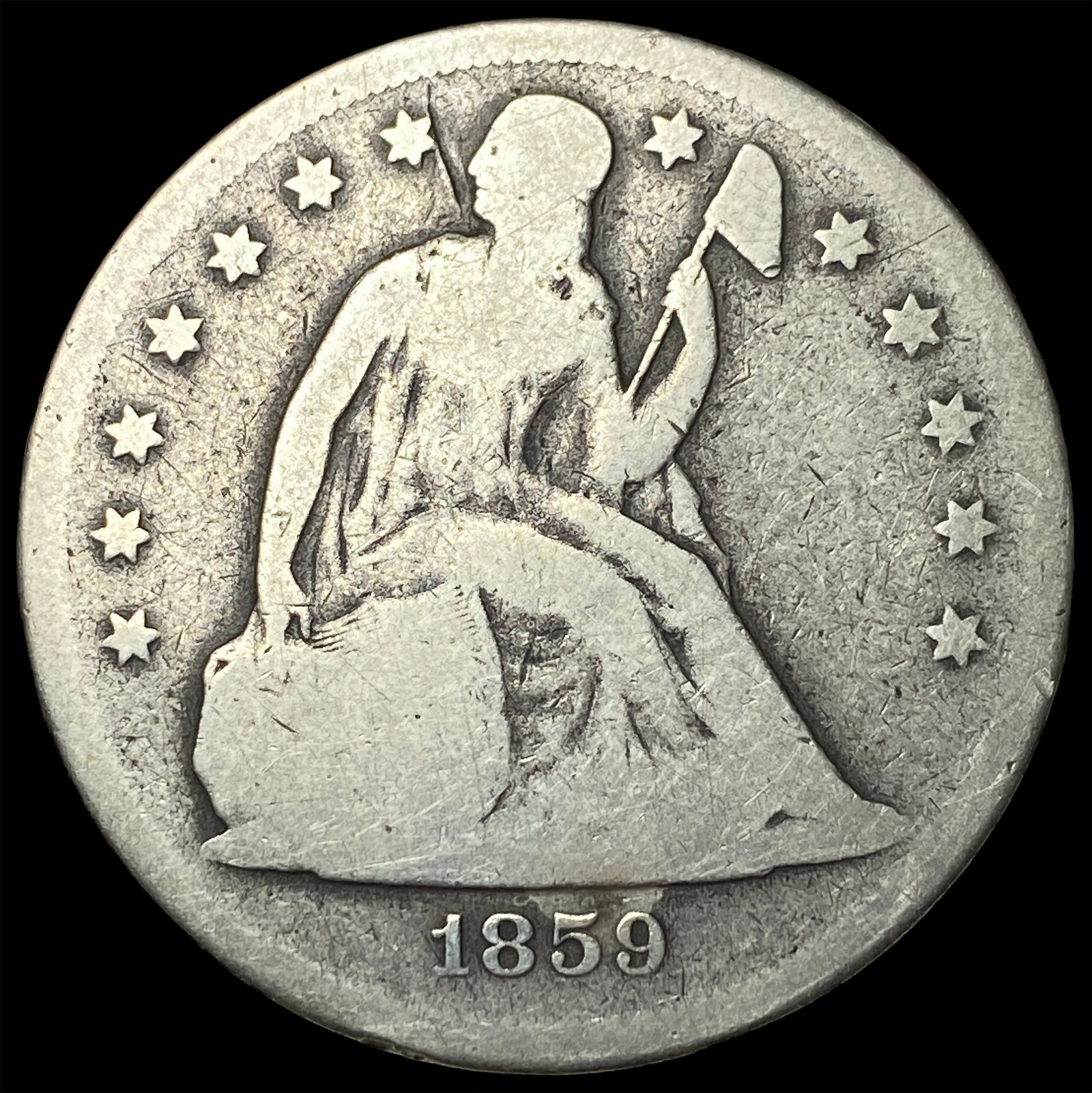 1859-O Silver Seated Liberty Dollar NICELY CIRCULATED: 1859-O Silver Seated Liberty Dollar NICELY CIRCULATED