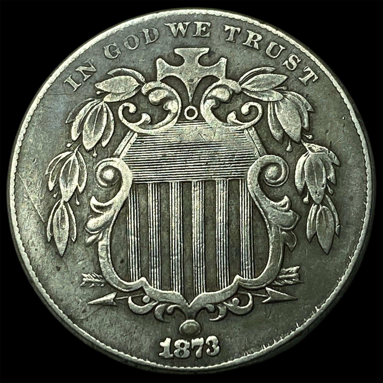 1873 Shield Nickel CLOSELY UNCIRCULATED: 1873 Shield Nickel CLOSELY UNCIRCULATED
