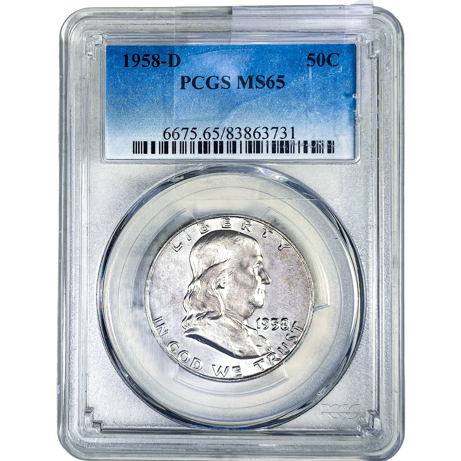 1958-D Franklin Half Dollar PCGS MS65: 1958-D Franklin Half Dollar PCGS MS65